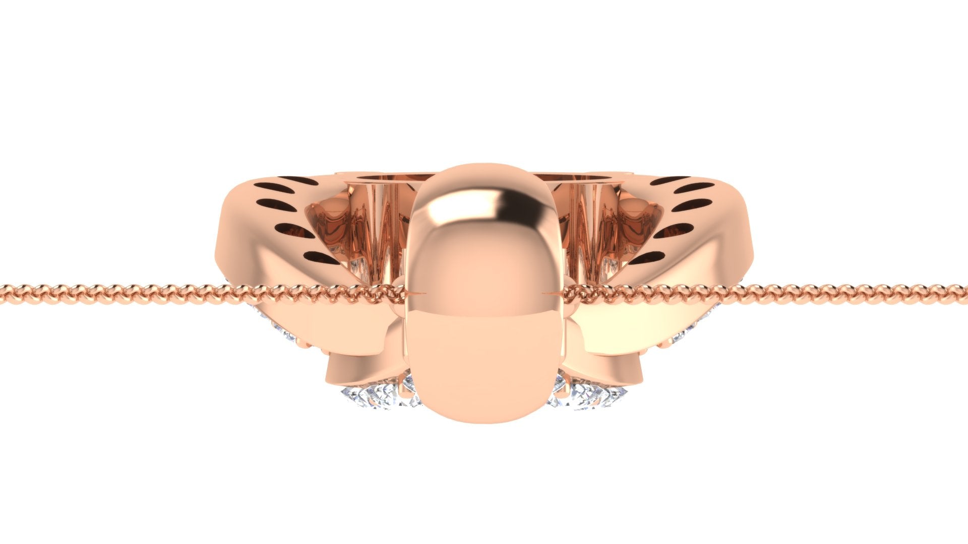 Nidal Jewels | Blush Pink Rose Gold and Diamond Stone with Centre stone Pendant Set
