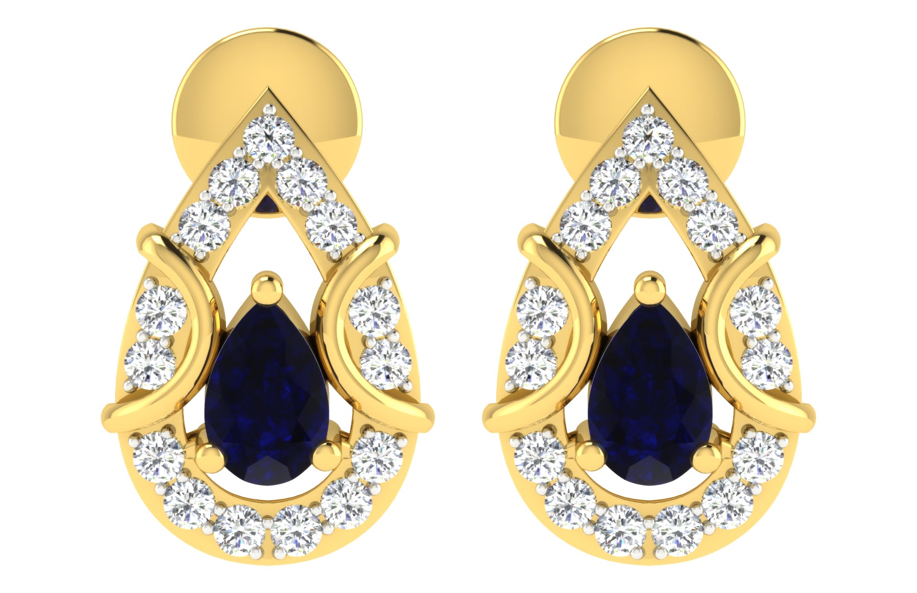 Nidal Jewels | Ocean's Tresure Sapphire Gold and Diamond Pendant Set