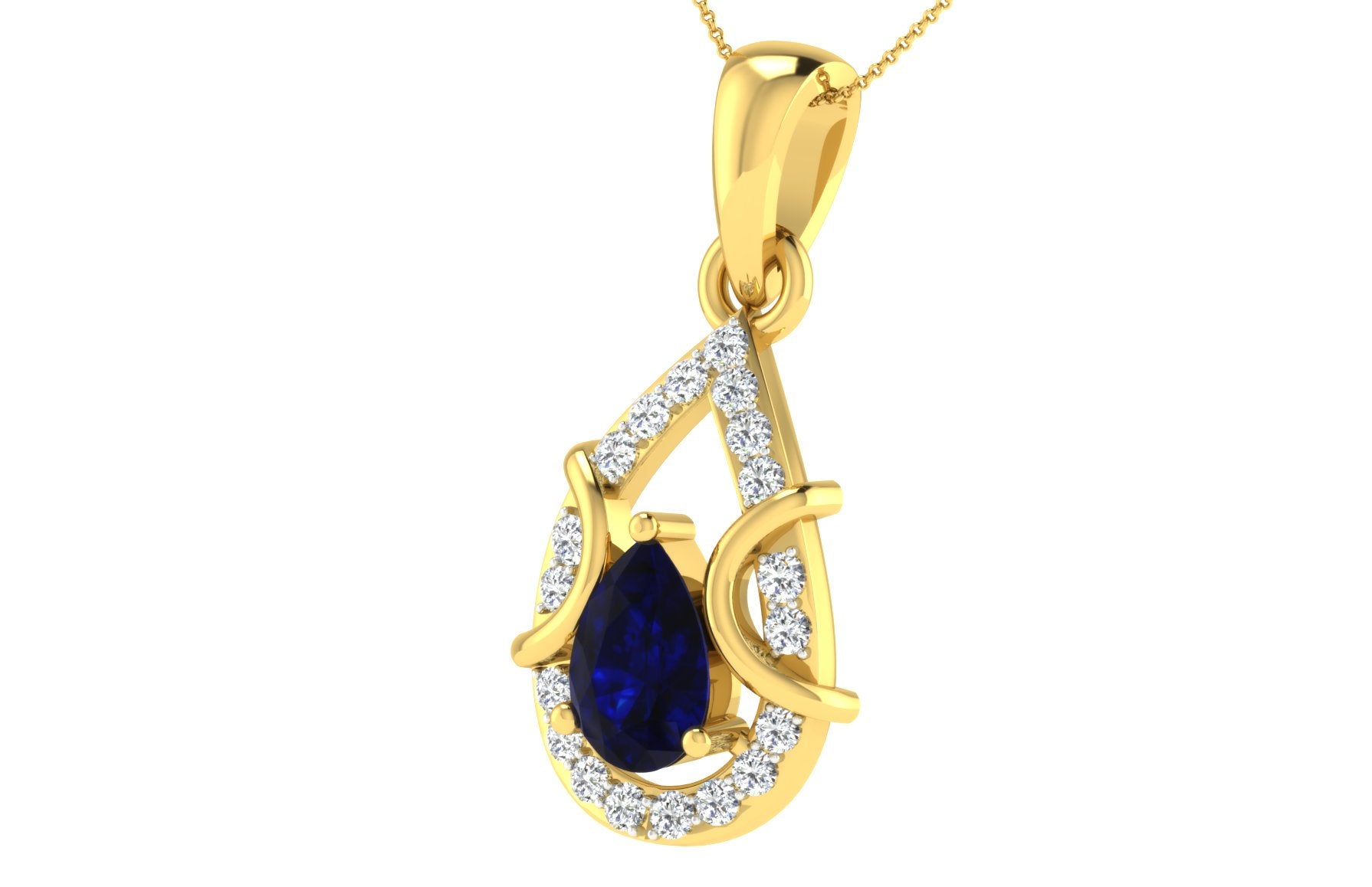 Nidal Jewels | Ocean's Tresure Sapphire Gold and Diamond Pendant Set
