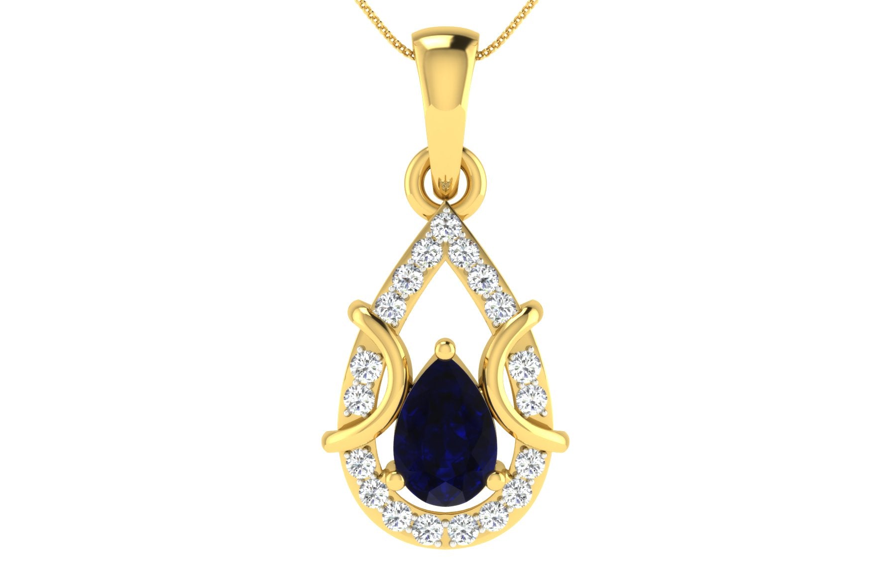 Nidal Jewels | Ocean's Tresure Sapphire Gold and Diamond Pendant Set