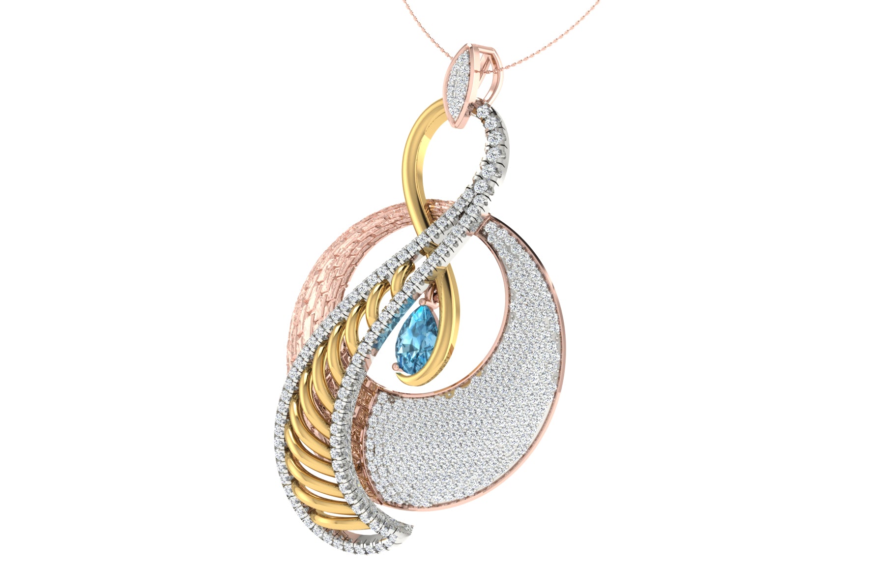Nidal Jewels | Aqua Gold and Rosegold Diamond Pendant Set