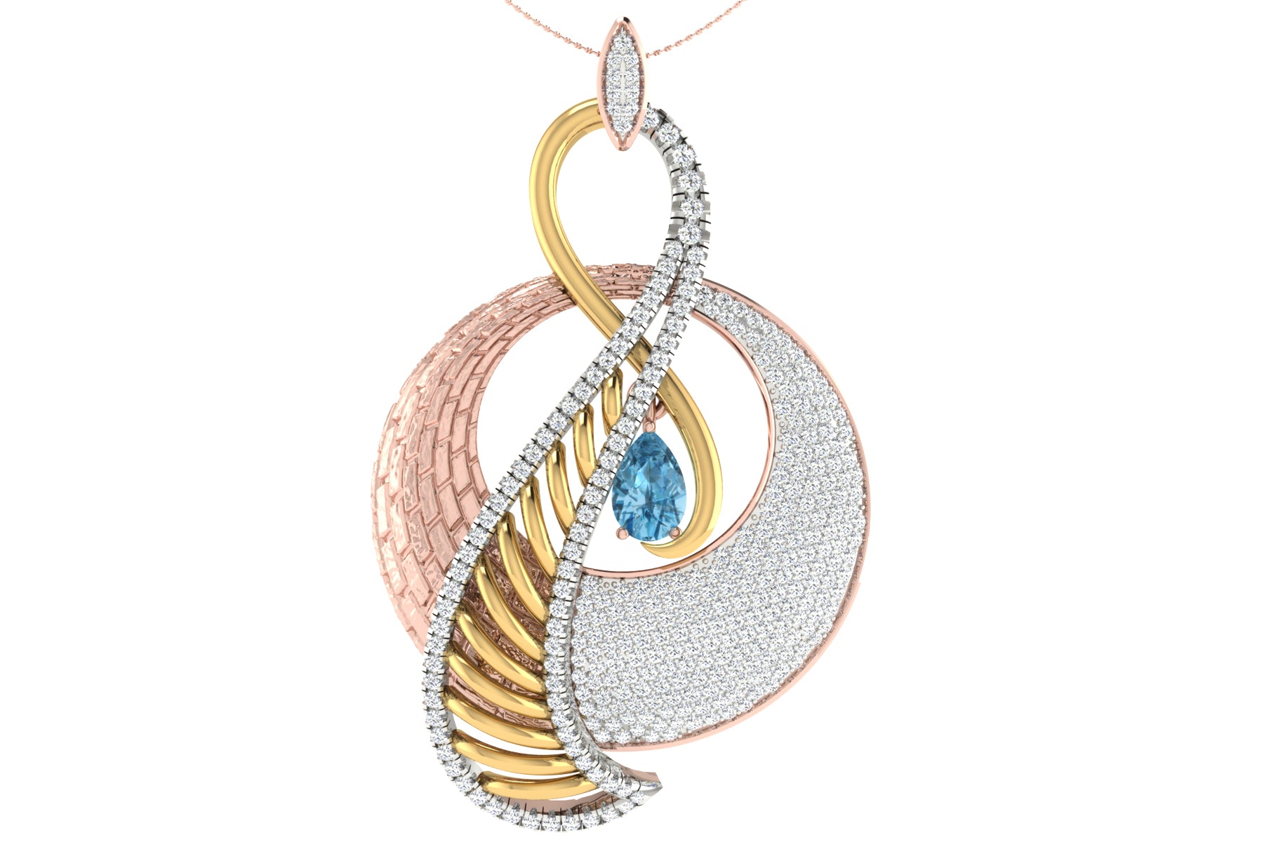 Nidal Jewels | Aqua Gold and Rosegold Diamond Pendant Set