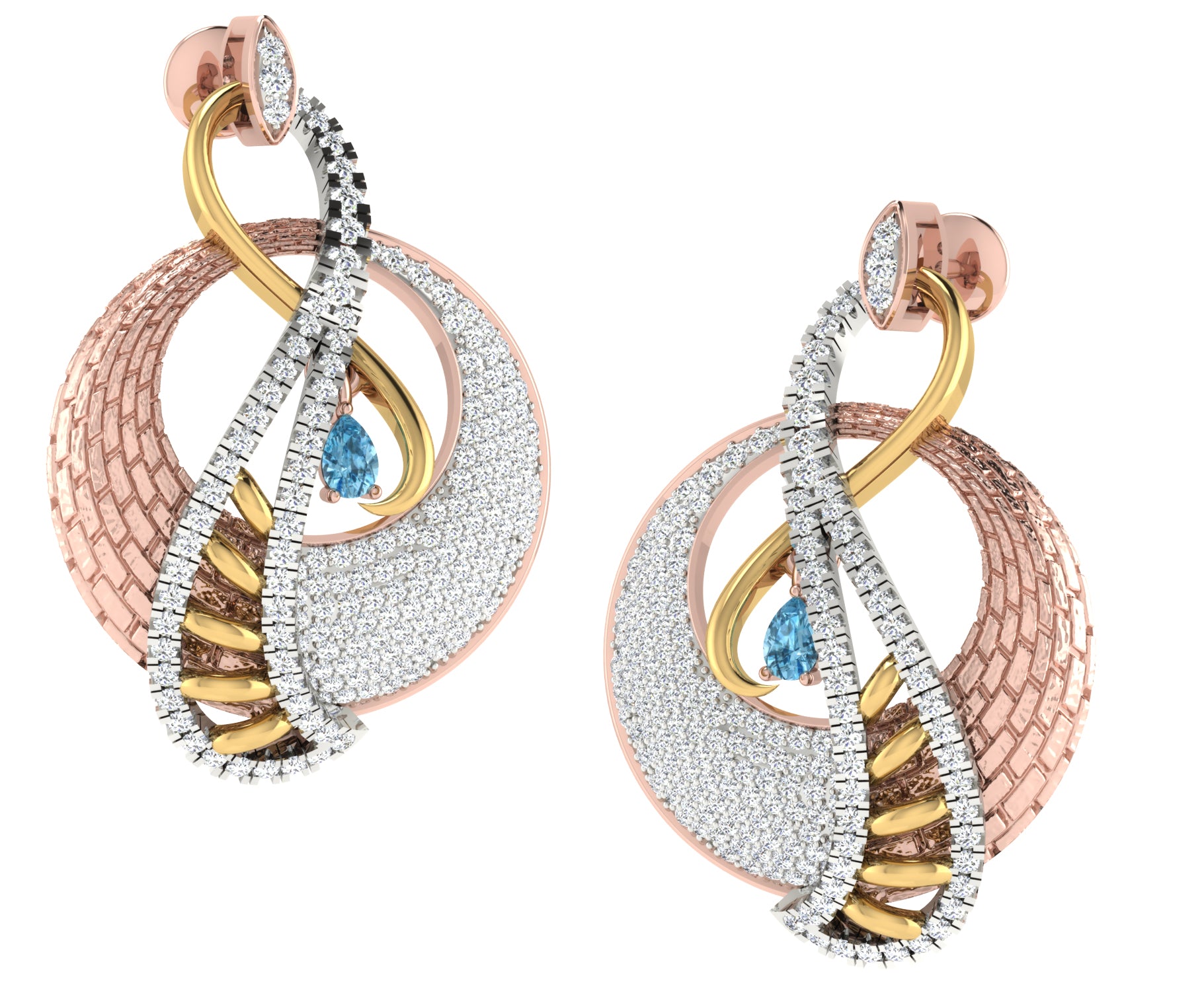 Nidal Jewels | Aqua Gold and Rosegold Diamond Pendant Set