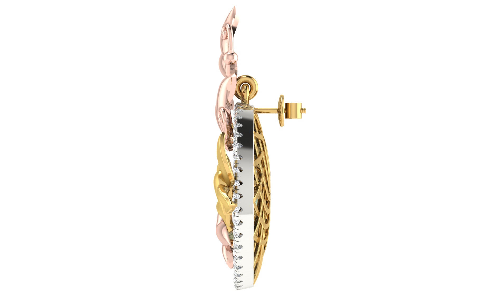 Nidal Jewels | Cage of Love Blush Pink Centre stone Gold and Diamond Pendant Set