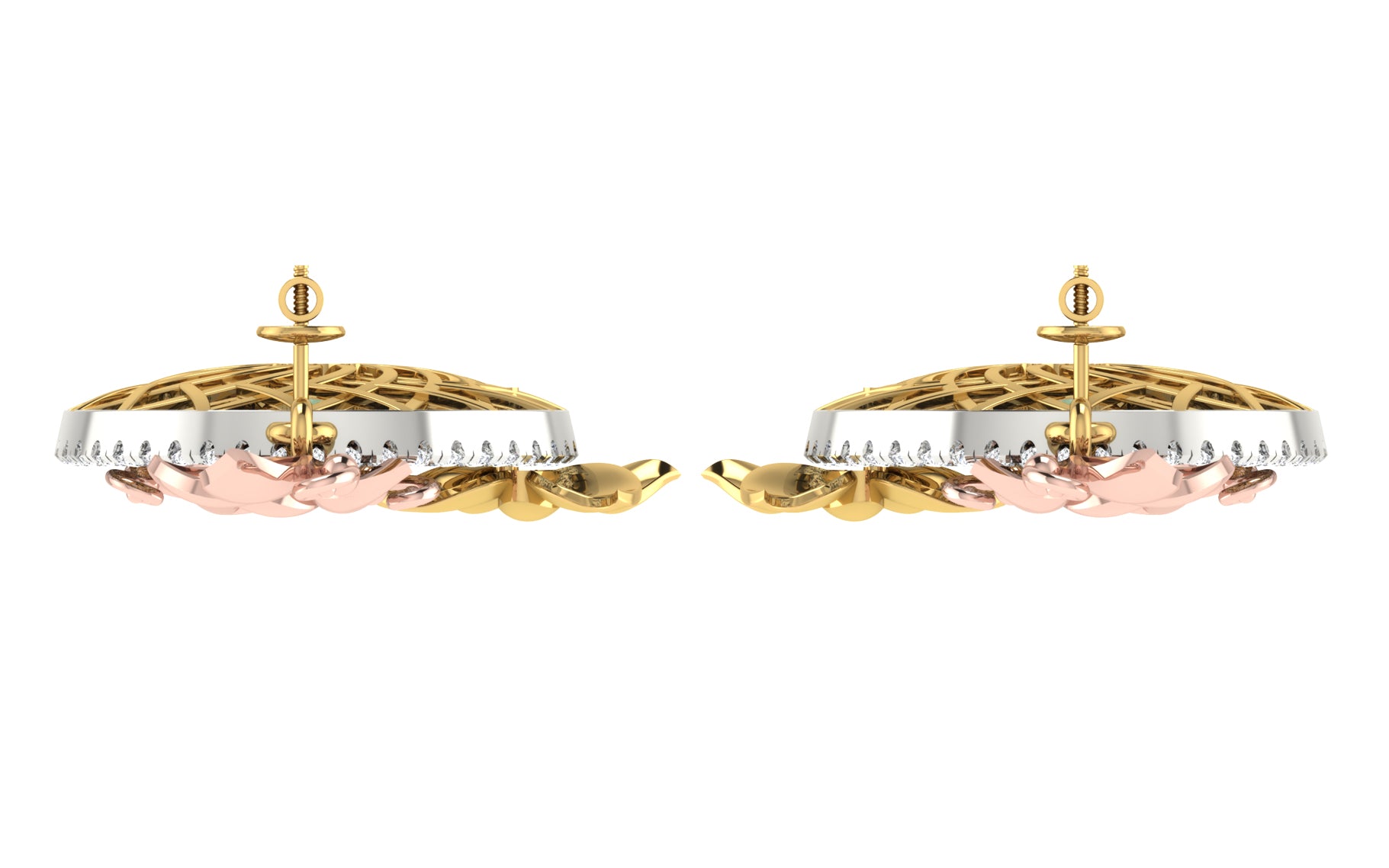 Nidal Jewels | Cage of Love Blush Pink Centre stone Gold and Diamond Pendant Set