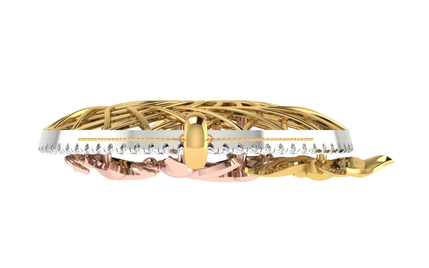 Nidal Jewels | Cage of Love Blush Pink Centre stone Gold and Diamond Pendant Set