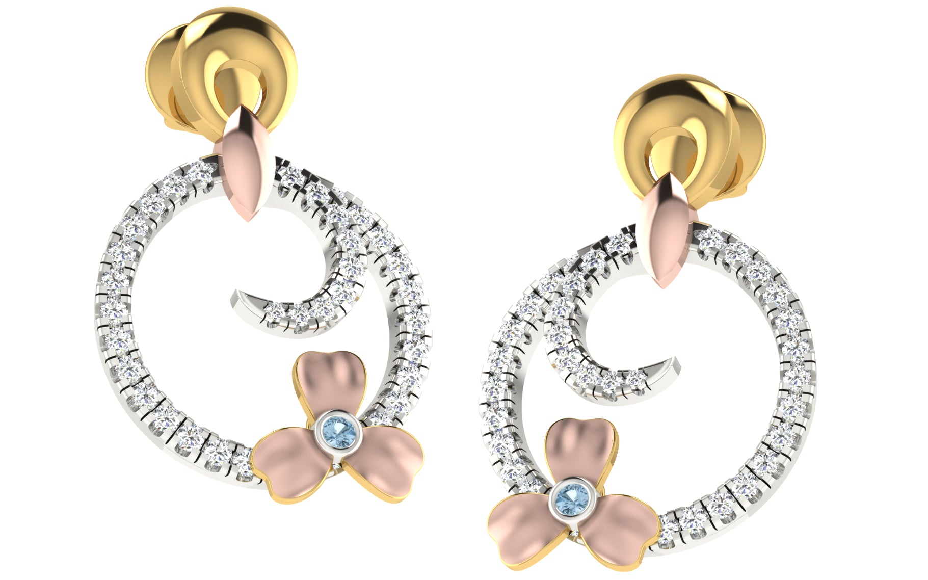 Nidal Jewels | Blue's Bloom Gold and Rosegold Diamond Pendant Set