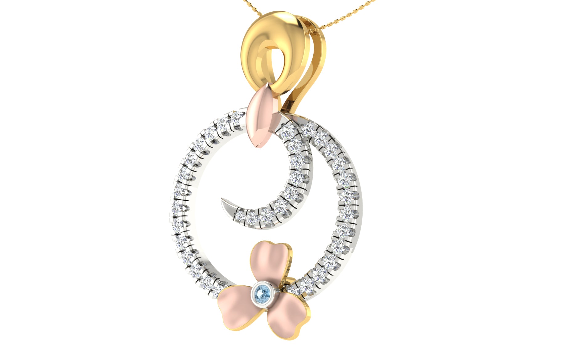 Nidal Jewels | Blue's Bloom Gold and Rosegold Diamond Pendant Set
