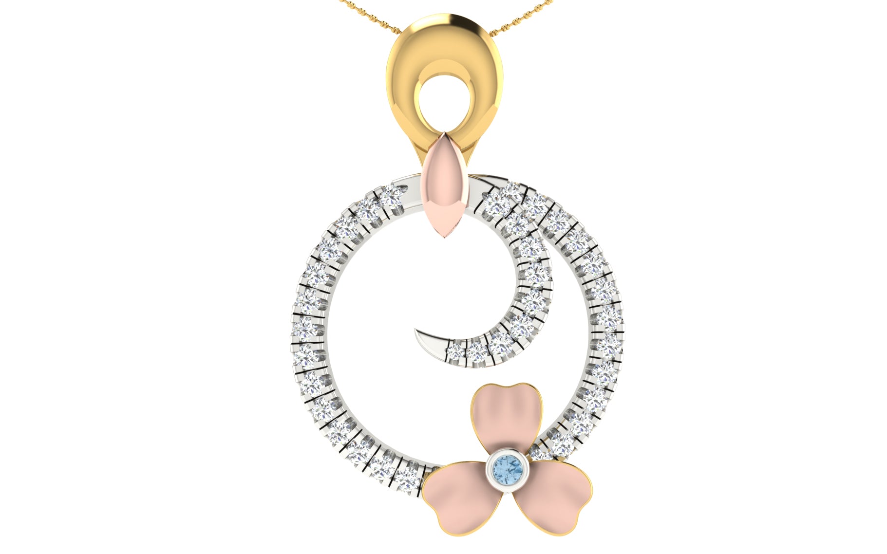 Nidal Jewels | Blue's Bloom Gold and Rosegold Diamond Pendant Set