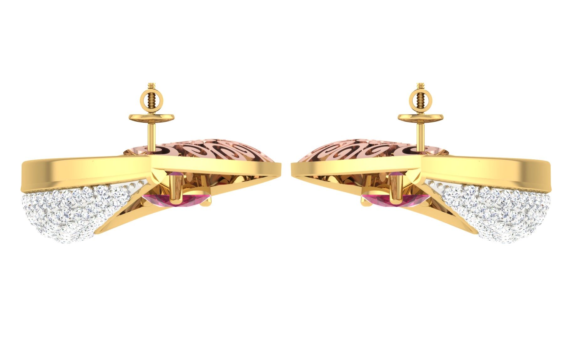 Nidal Jewels | Fuschia Drop Gold and Diamond Pendant Set