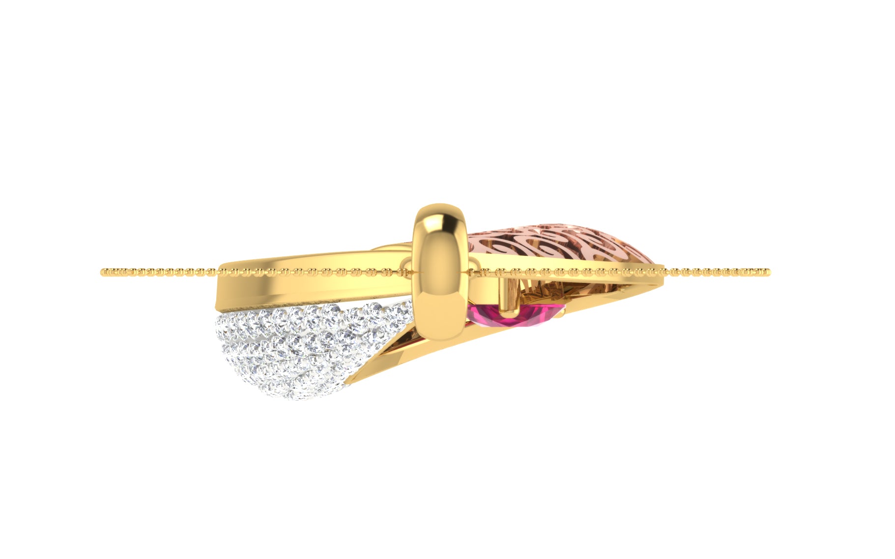 Nidal Jewels | Fuschia Drop Gold and Diamond Pendant Set