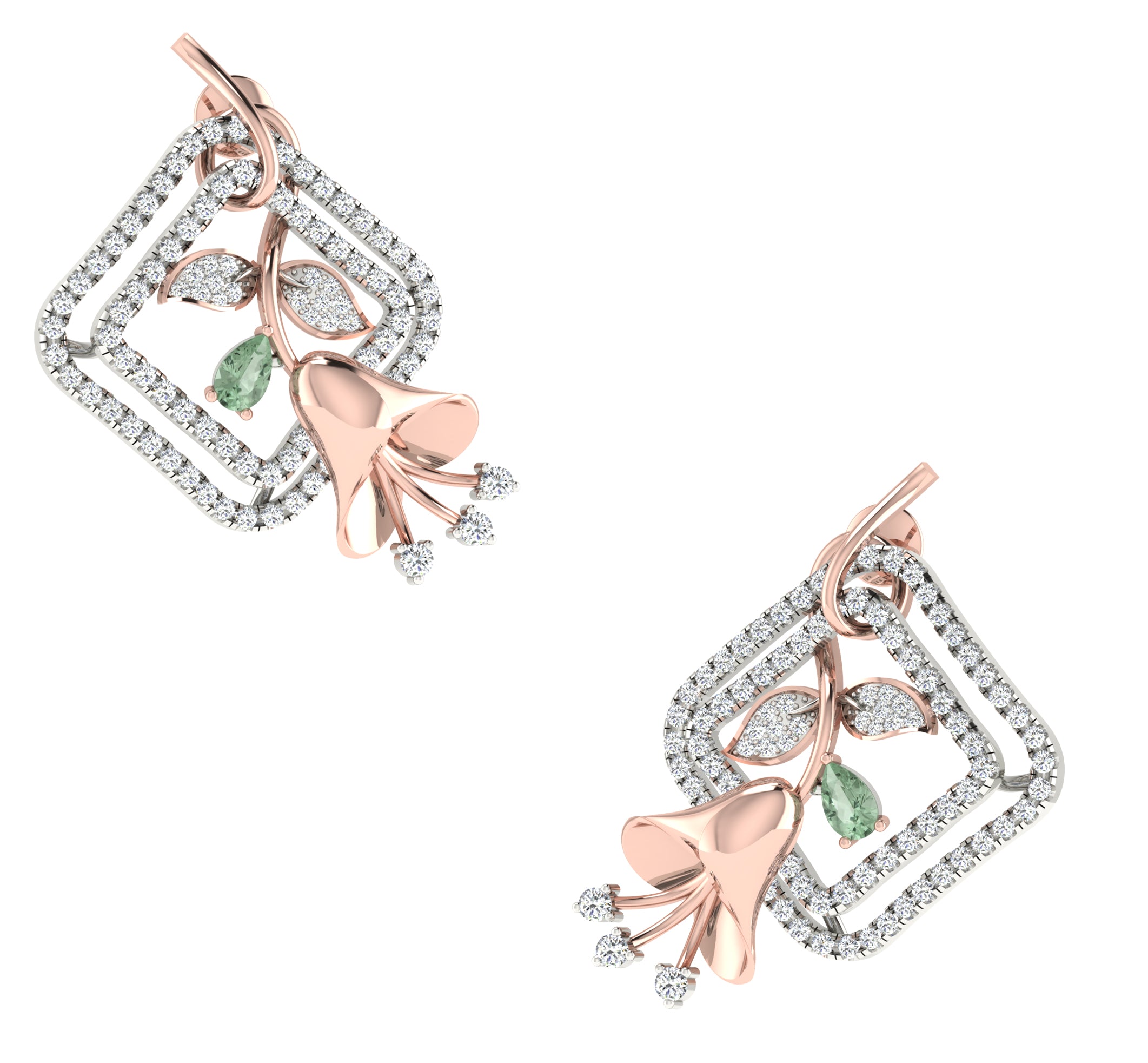 Nidal Jewels | Aqua Cube Rose gold and Gold Diamond Pendant Set