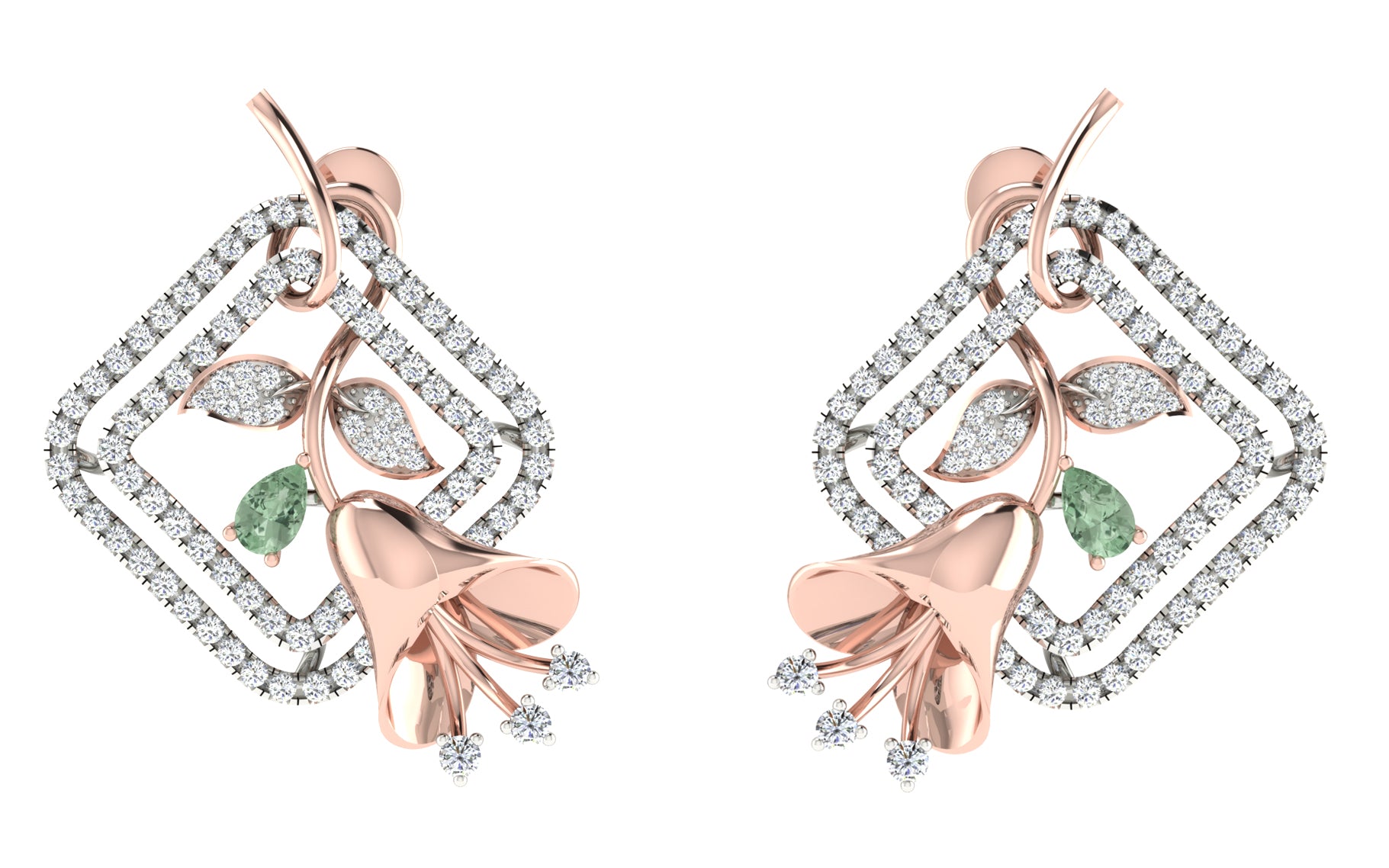 Nidal Jewels | Aqua Cube Rose gold and Gold Diamond Pendant Set