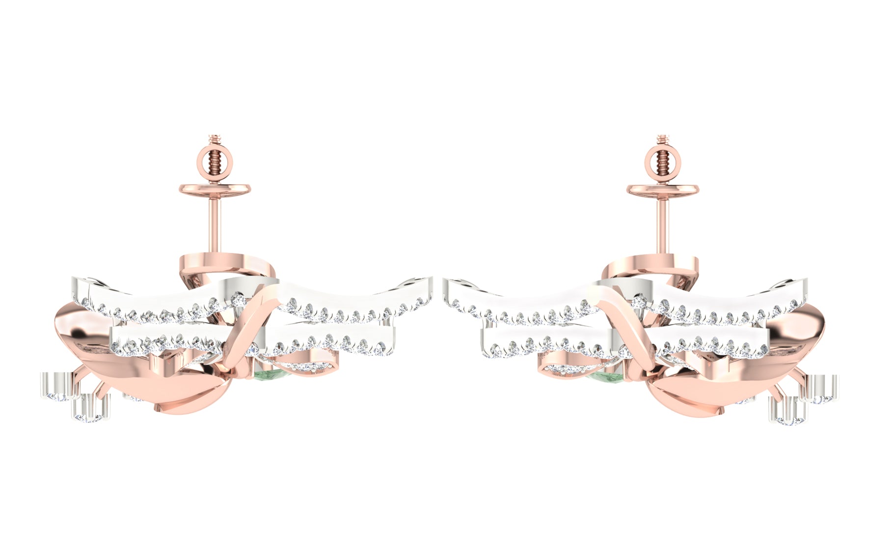 Nidal Jewels | Aqua Cube Rose gold and Gold Diamond Pendant Set