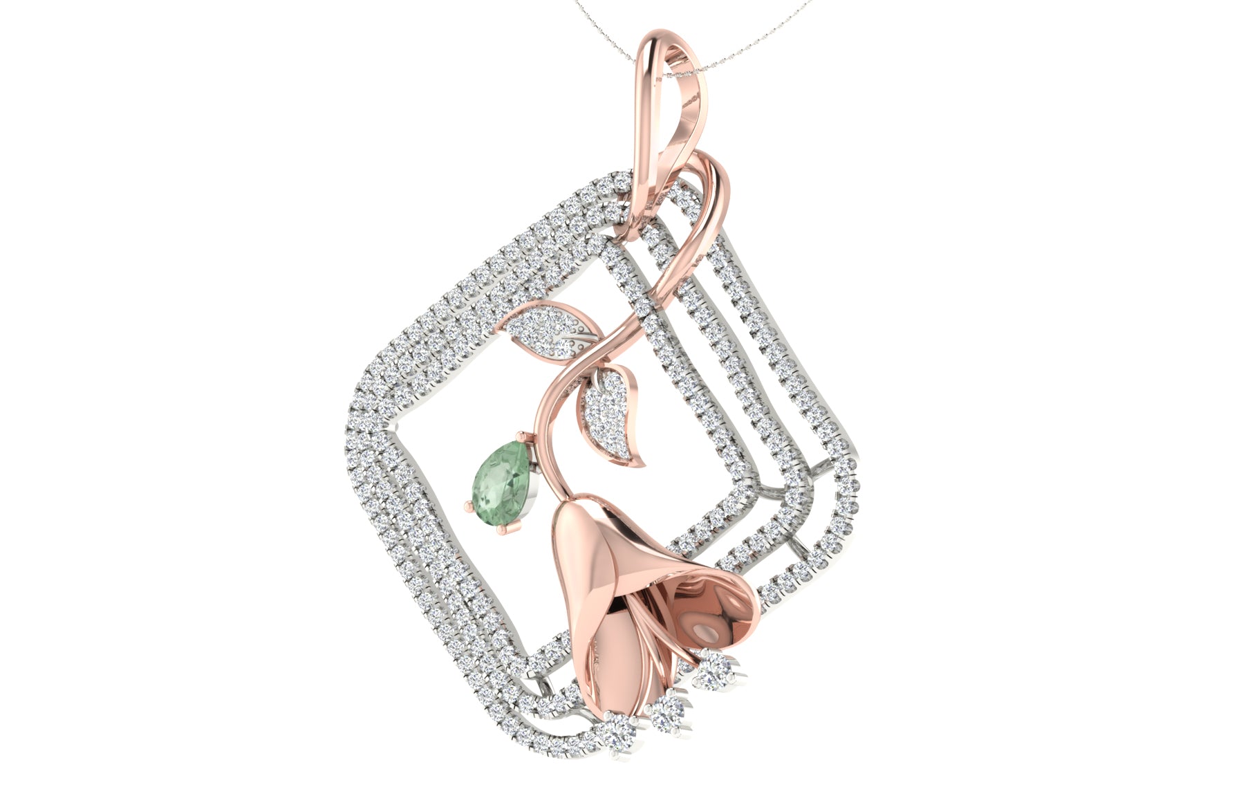 Nidal Jewels | Aqua Cube Rose gold and Gold Diamond Pendant Set
