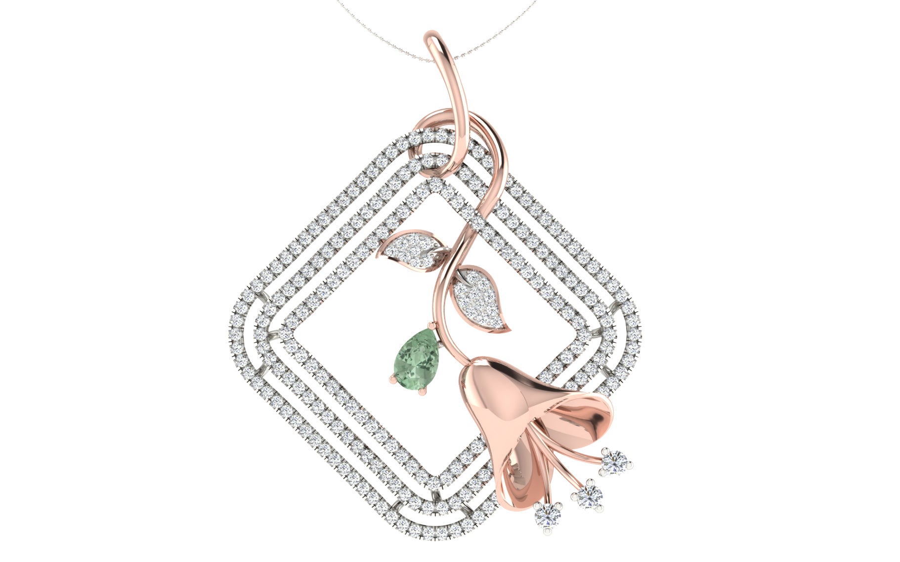 Nidal Jewels | Aqua Cube Rose gold and Gold Diamond Pendant Set