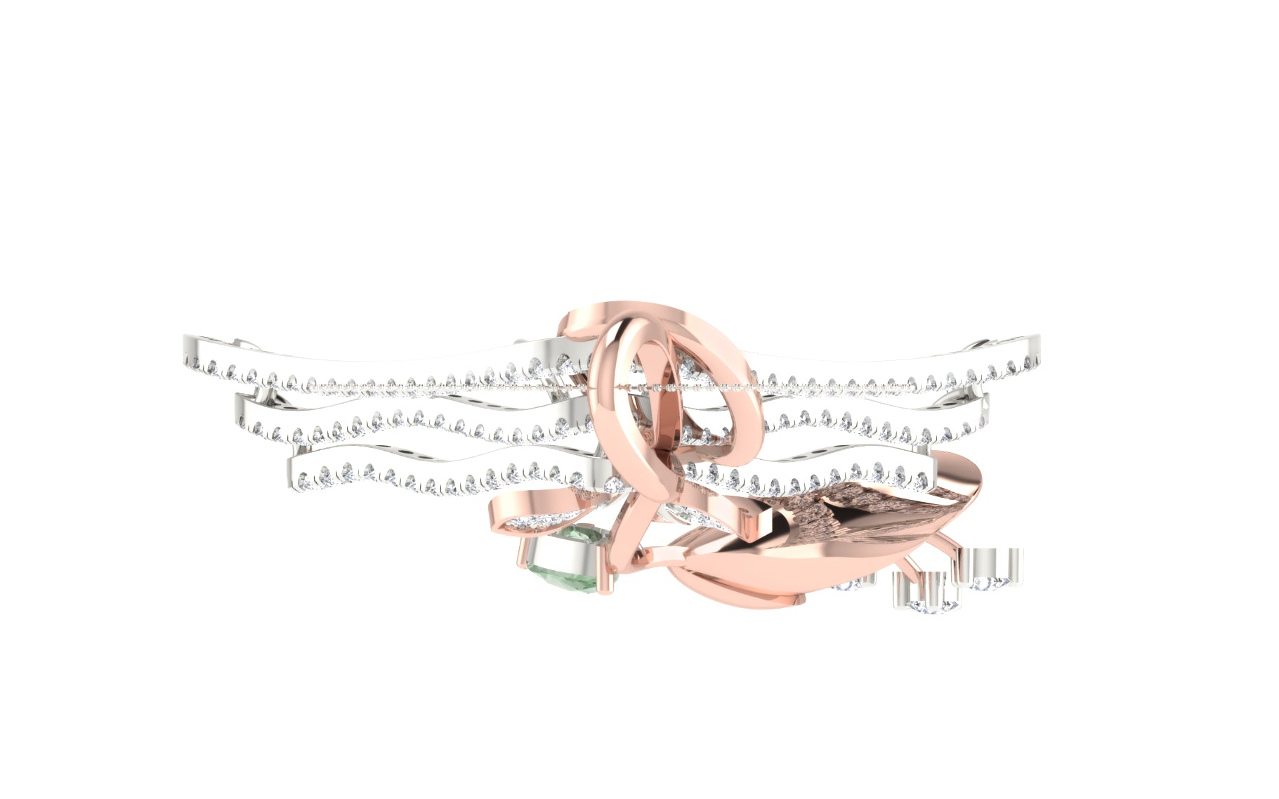 Nidal Jewels | Aqua Cube Rose gold and Gold Diamond Pendant Set
