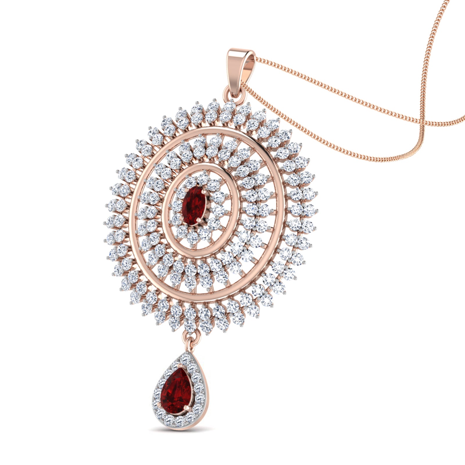 Nidal Jewels | Rage of Ruby Rosegold Pendant Set