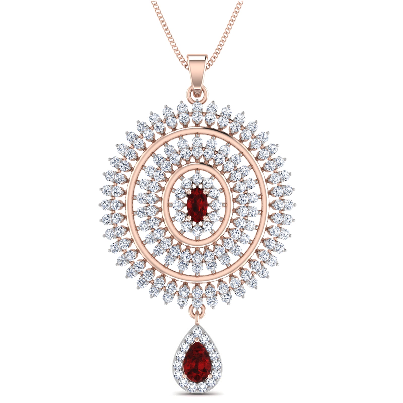 Nidal Jewels | Rage of Ruby Rosegold Pendant Set
