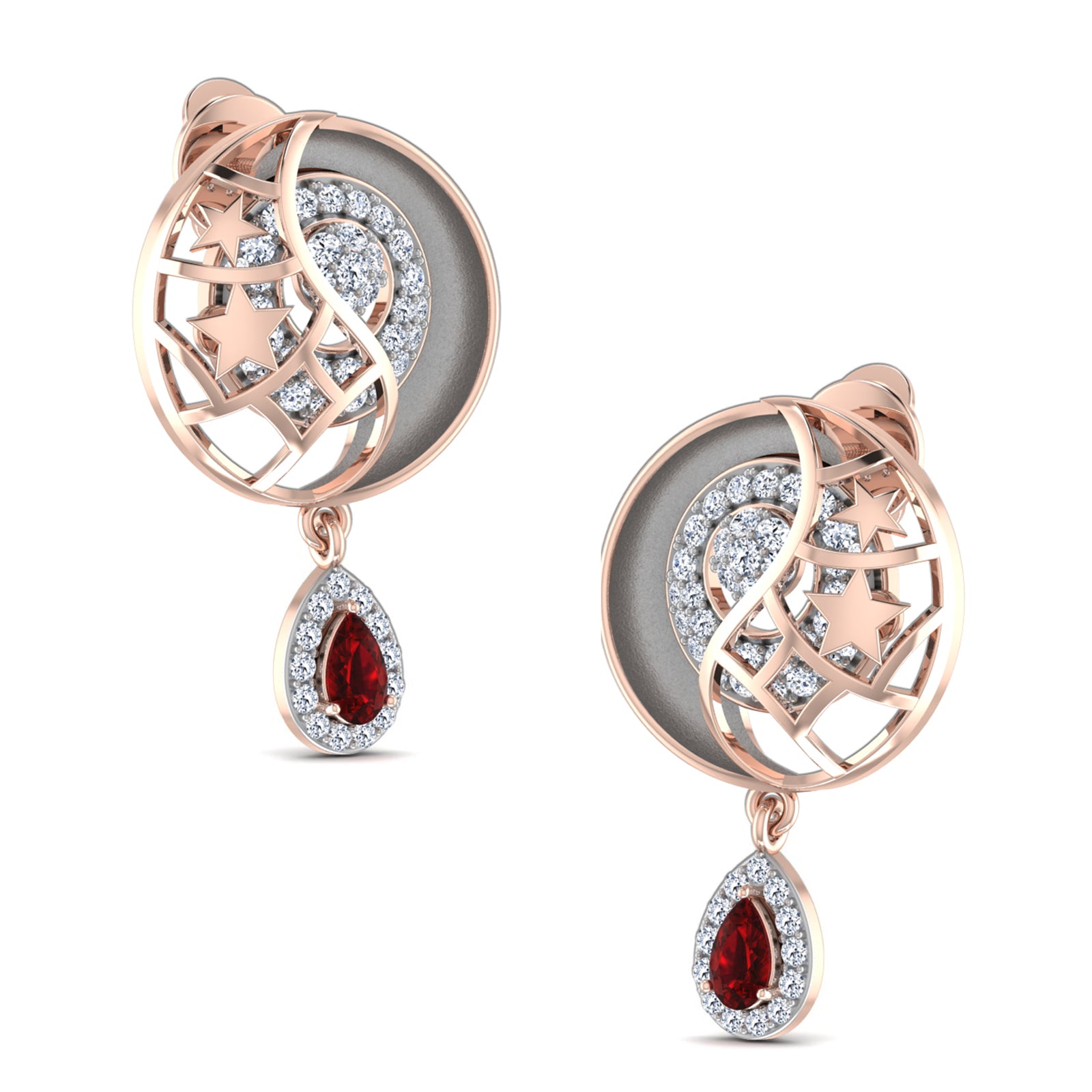 Nidal Jewels | Blazed Rosegold and Ruby Pendant Set