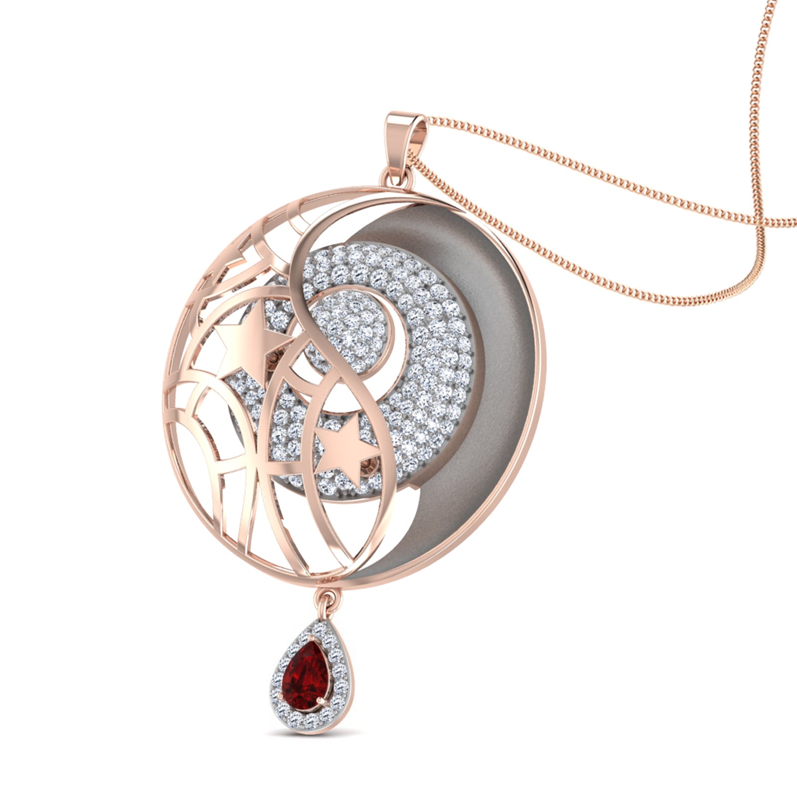 Nidal Jewels | Blazed Rosegold and Ruby Pendant Set