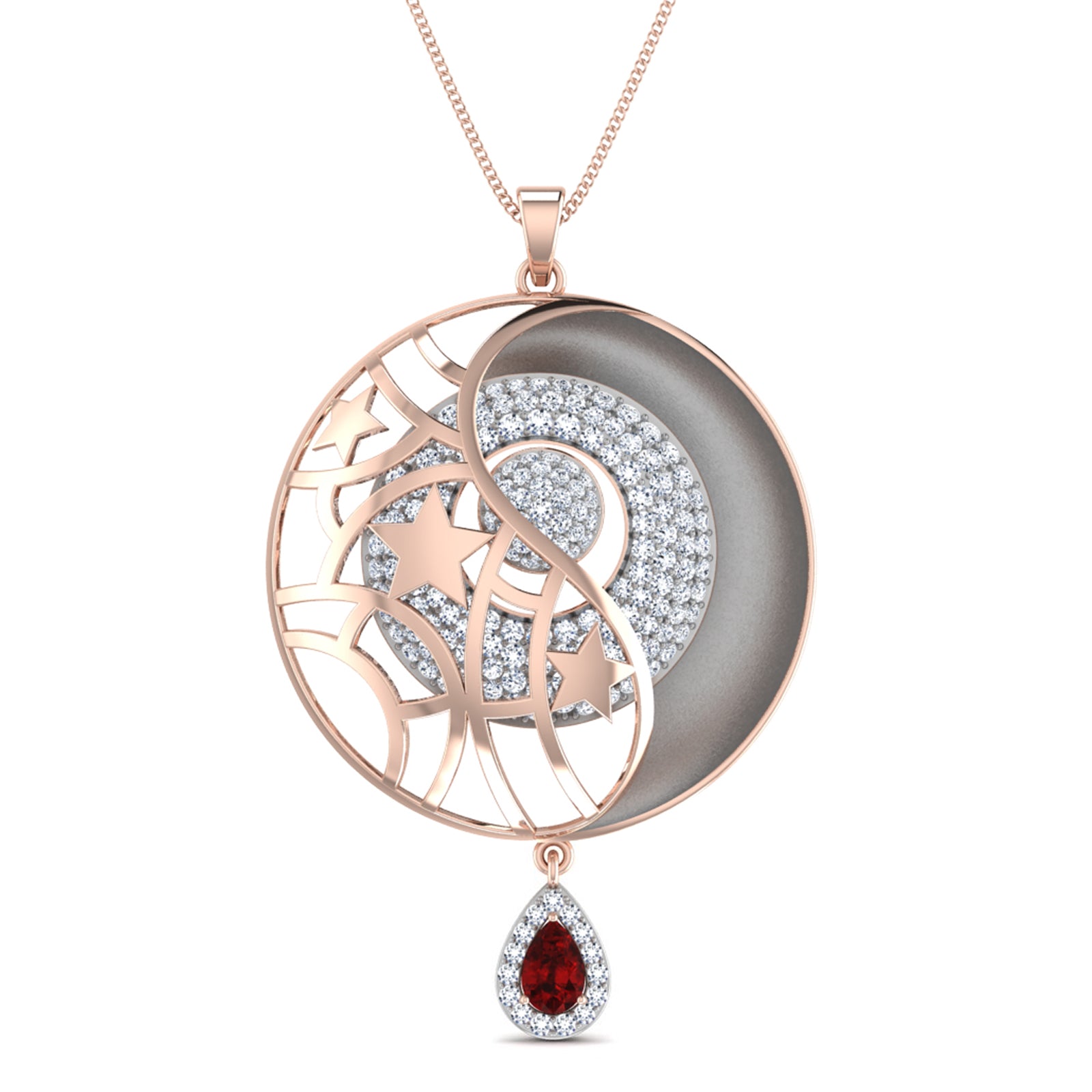 Nidal Jewels | Blazed Rosegold and Ruby Pendant Set