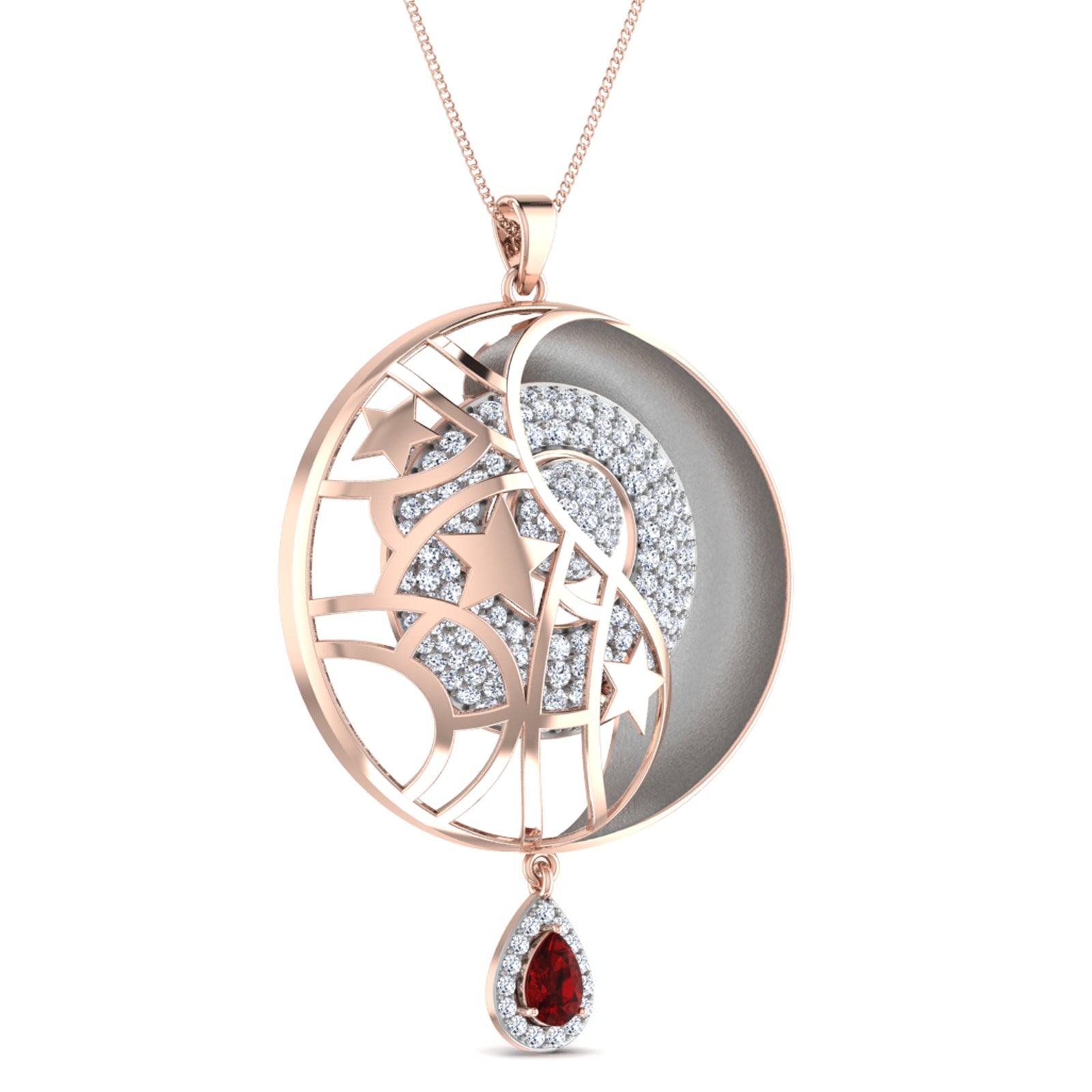 Nidal Jewels | Blazed Rosegold and Ruby Pendant Set
