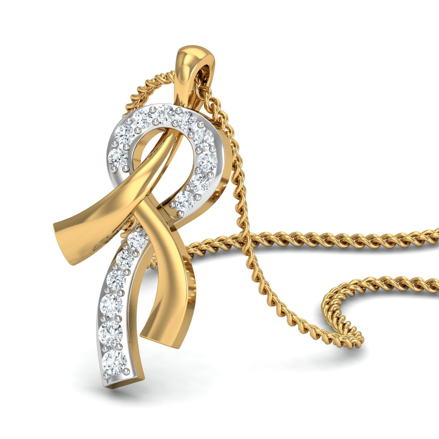 Nidal Jewels| Radiant Ribbon Gold and Diamond Pendant Set - Nidal Jewels