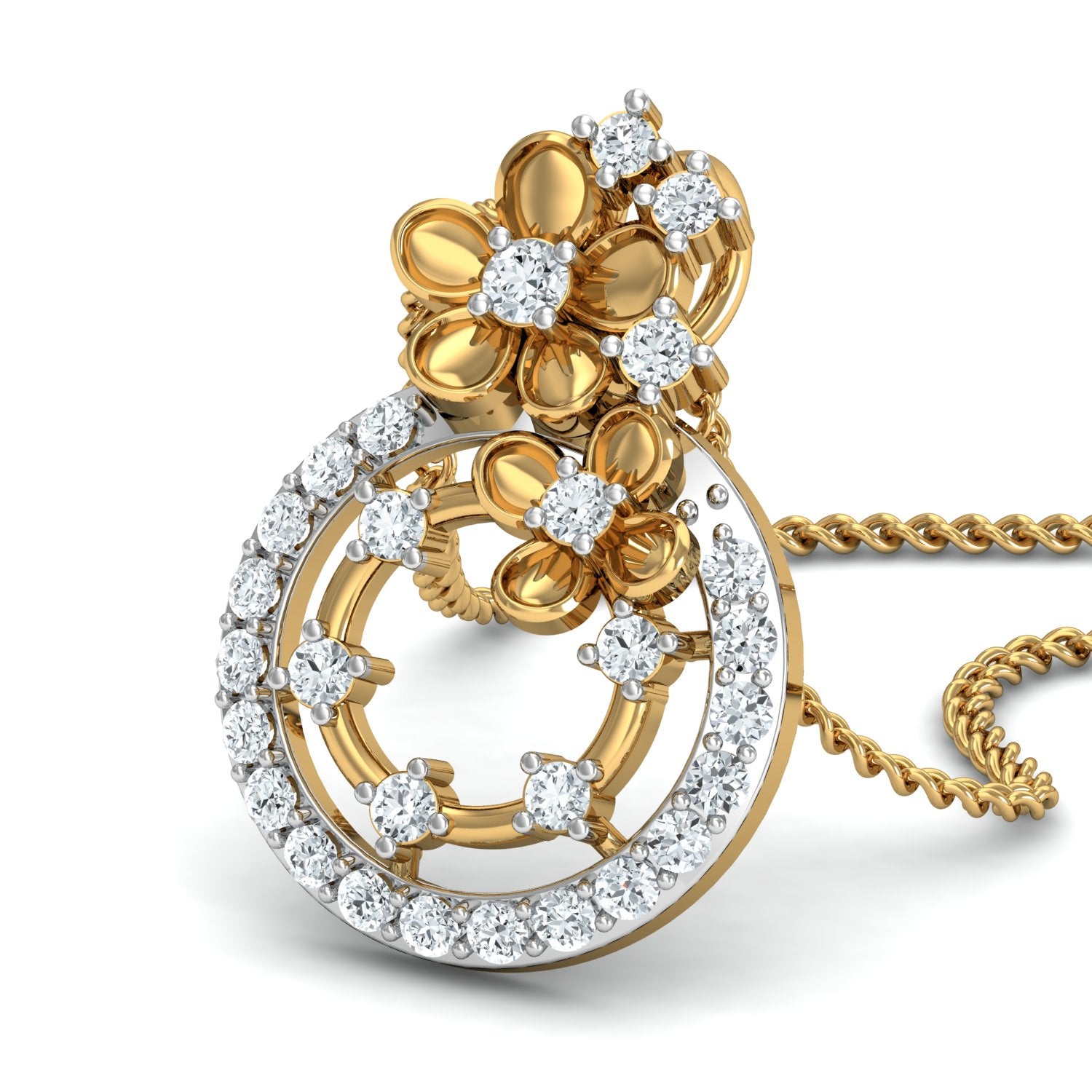 Nidal Jewels | Floral Glory Gold and Diamond Pendant Set