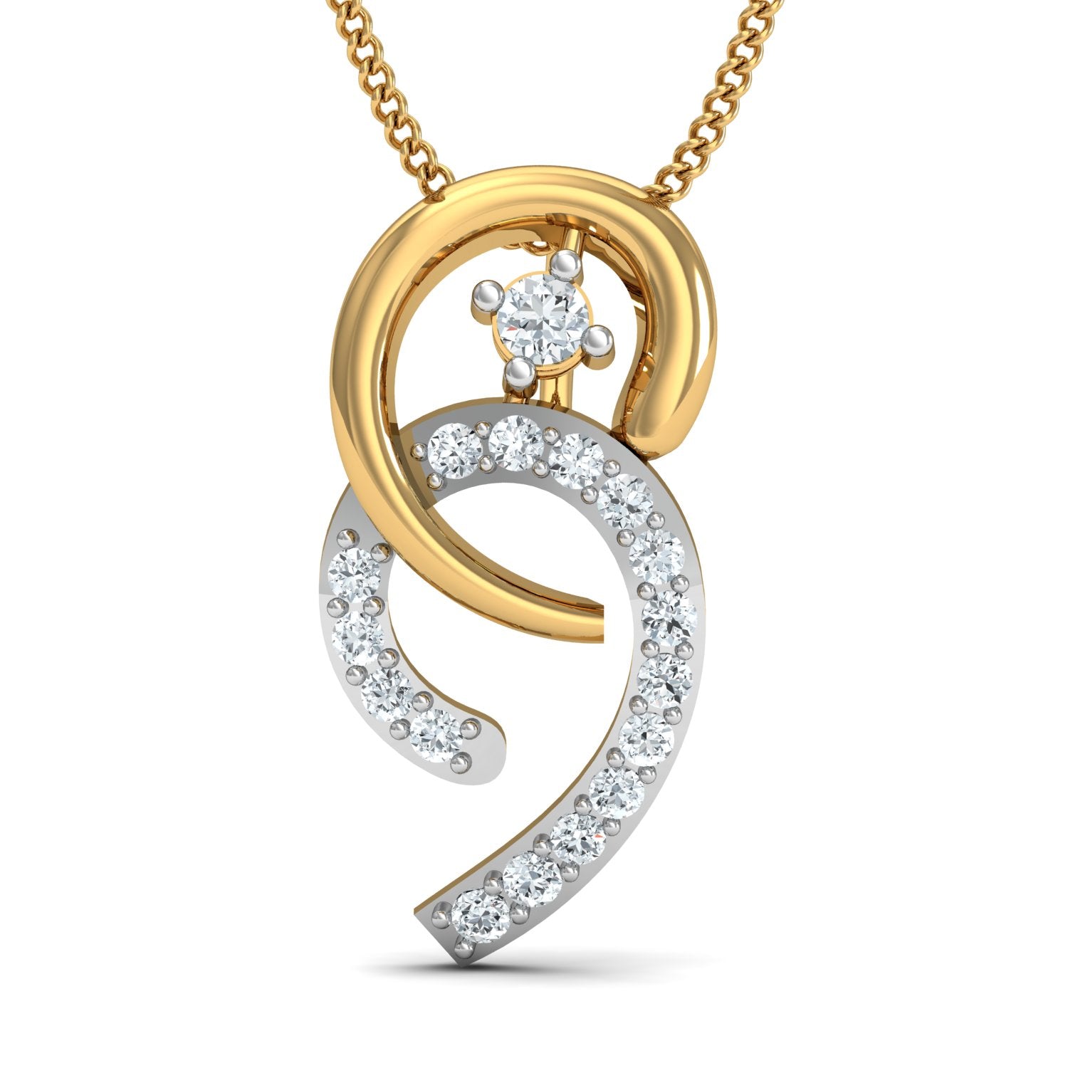 Nidal Jewels | Twirled Curve Gold and Diamond Pendant Set - Nidal Jewels