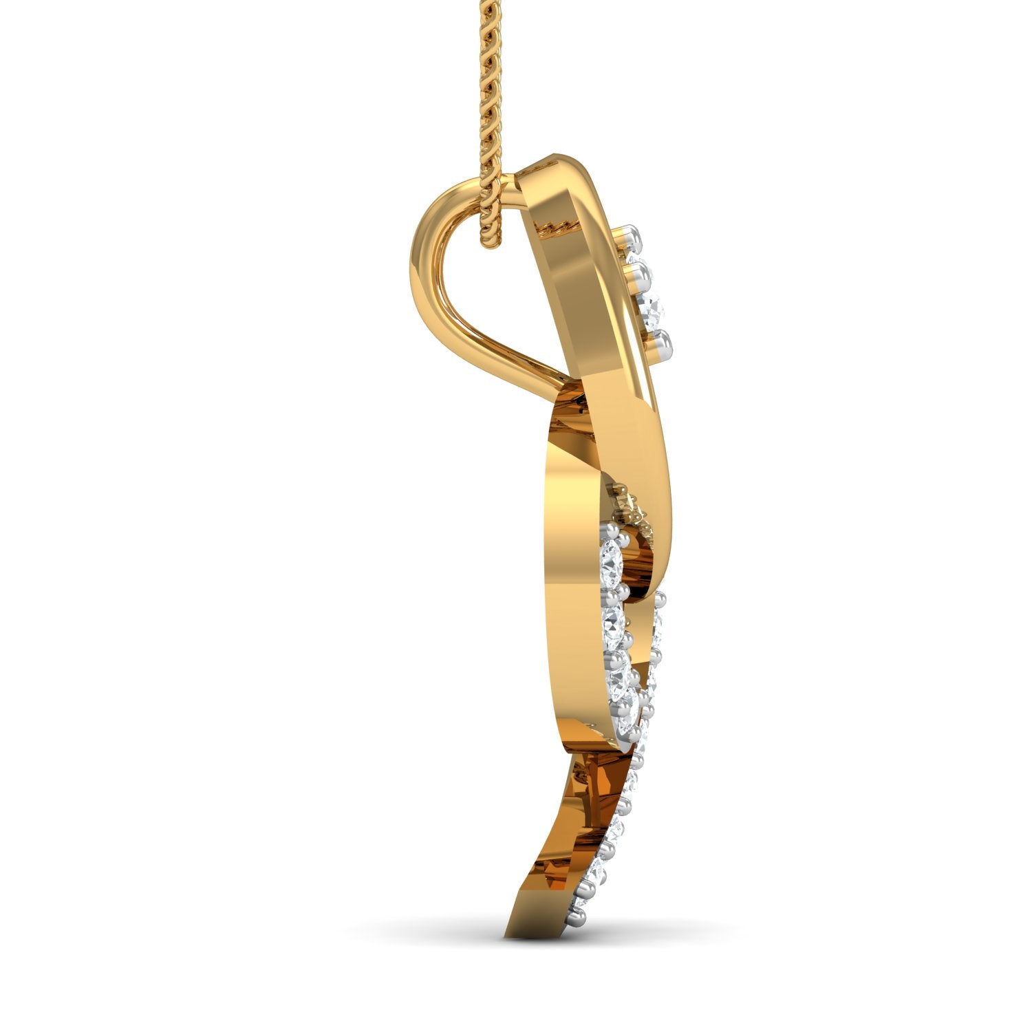Nidal Jewels | Twirled Curve Gold and Diamond Pendant Set - Nidal Jewels