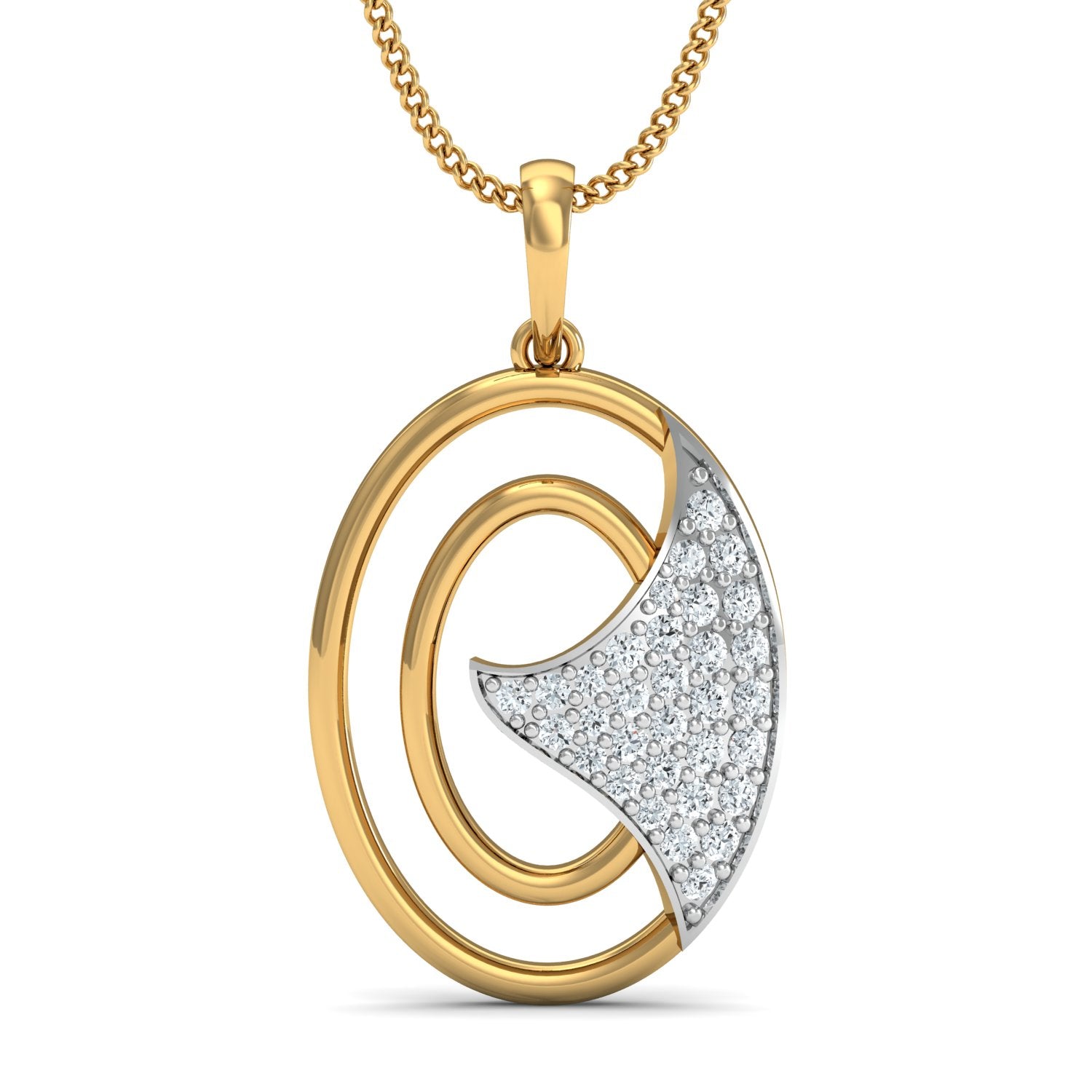 Nidal Jewels | Ellipse Gold and Diamond Pendant Set
