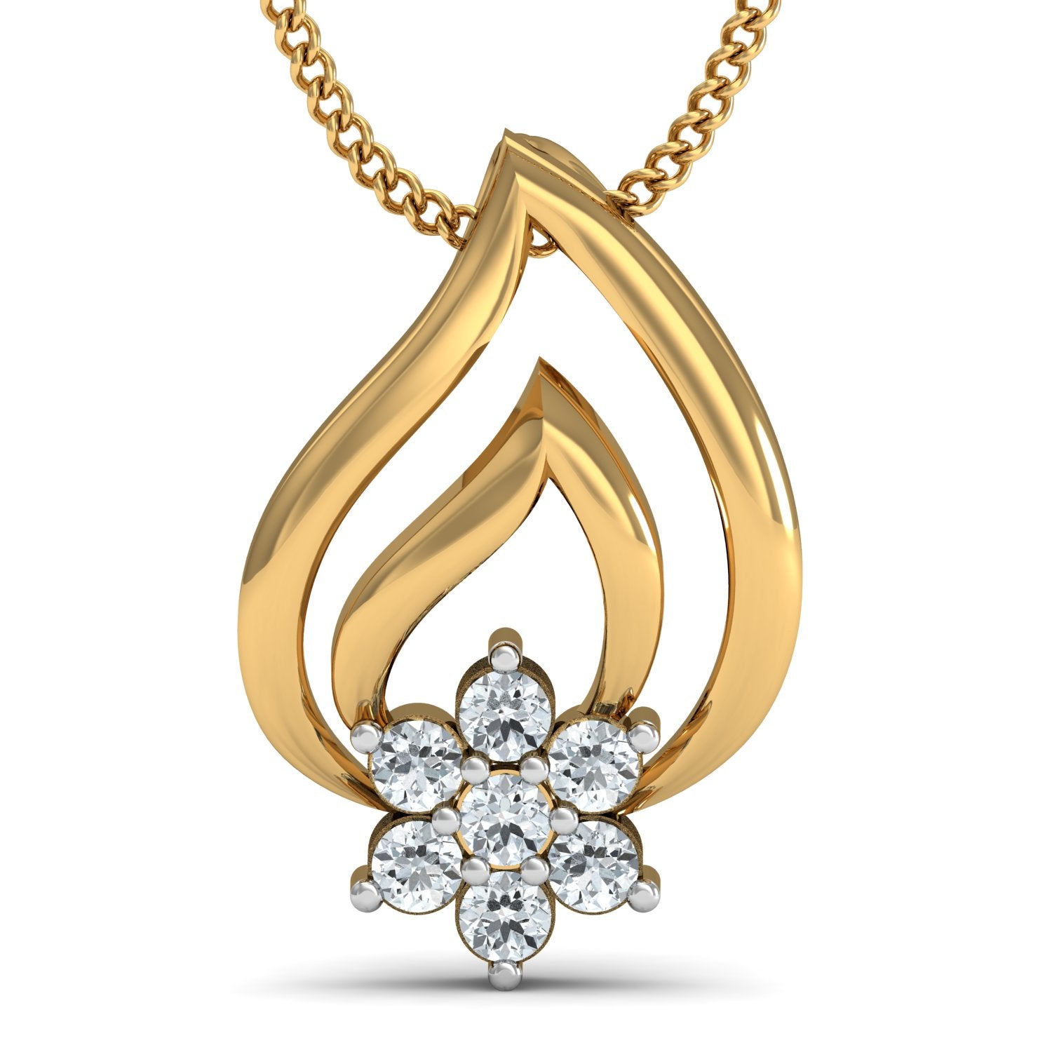 Nidal Jewels | Floral Flame Gold and Diamond Pendant Set