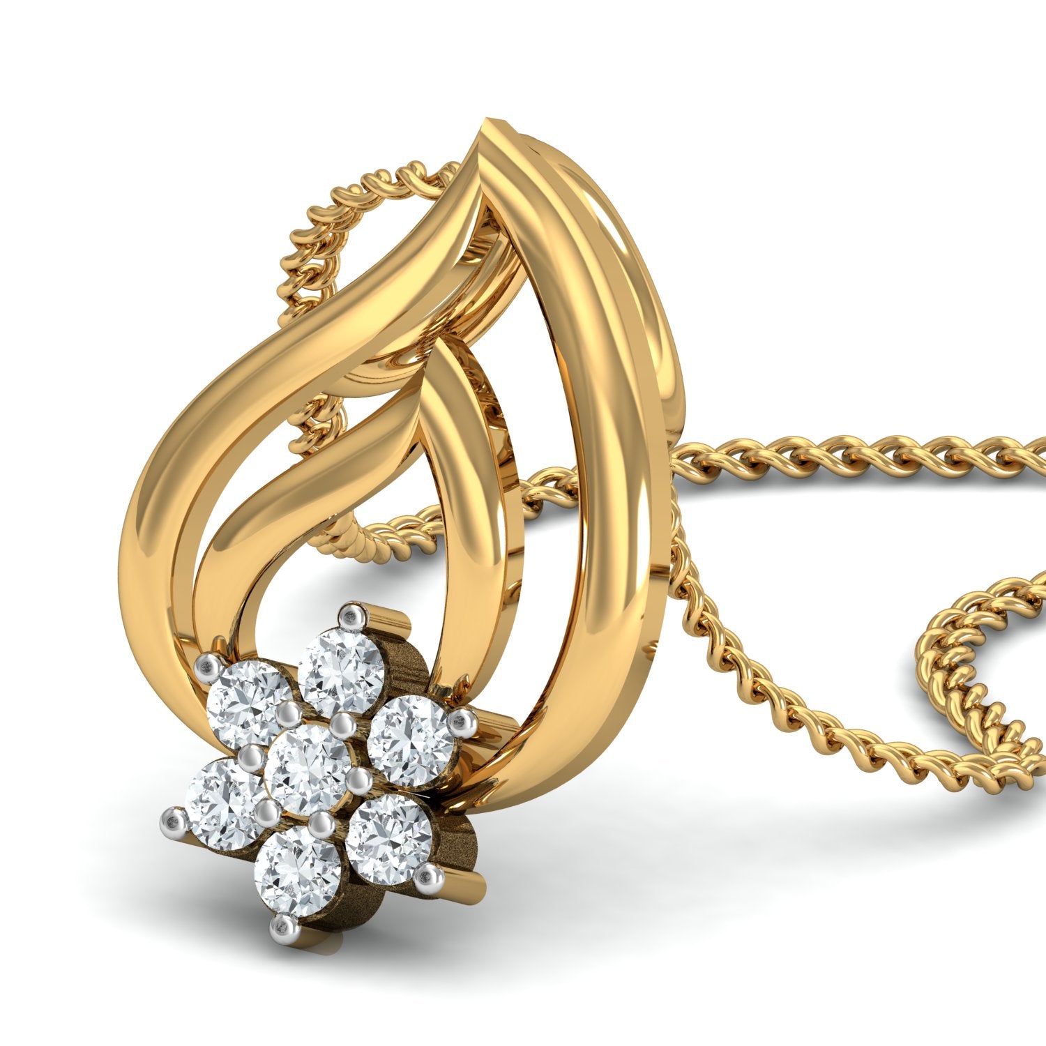 Nidal Jewels | Floral Flame Gold and Diamond Pendant Set