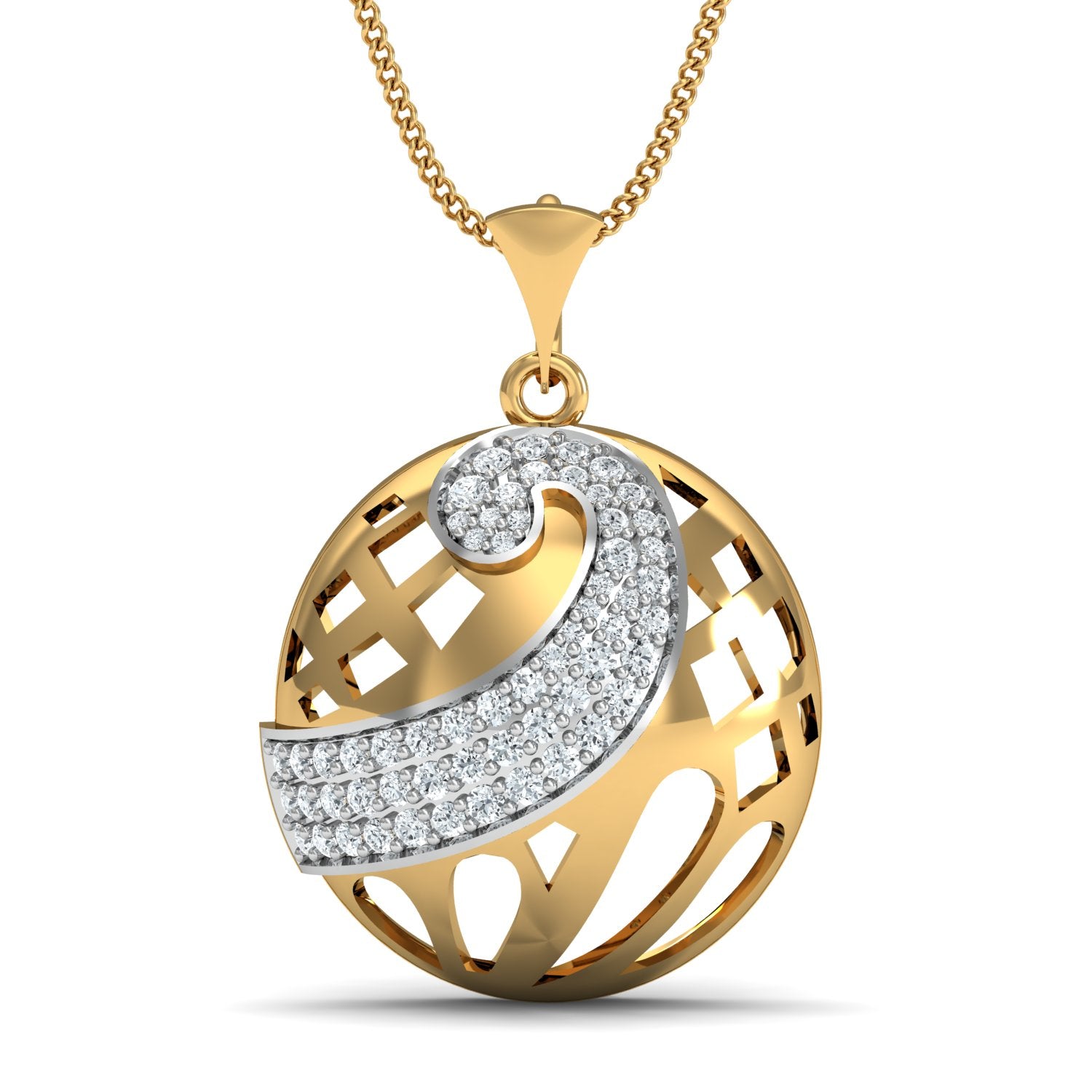 Nidal Jewels | Ornate Orb Gold and Diamond Pendant Set