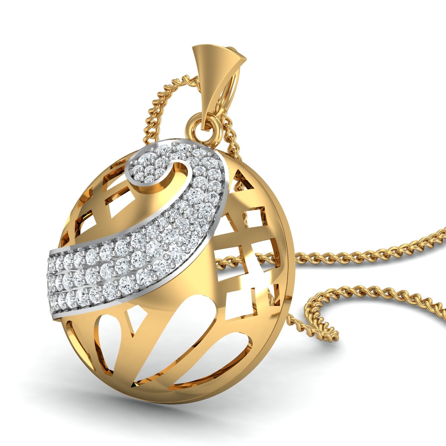 Nidal Jewels | Ornate Orb Gold and Diamond Pendant Set