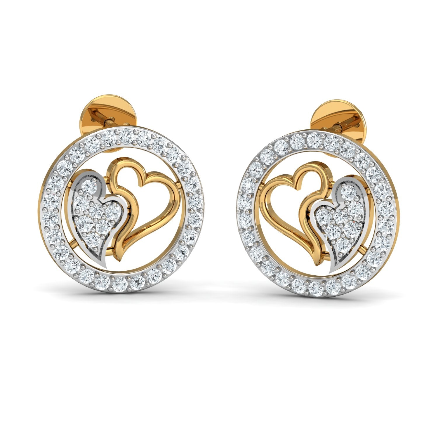 Nidal Jewels | Dual Hearts Gold and Diamond Pendant Set