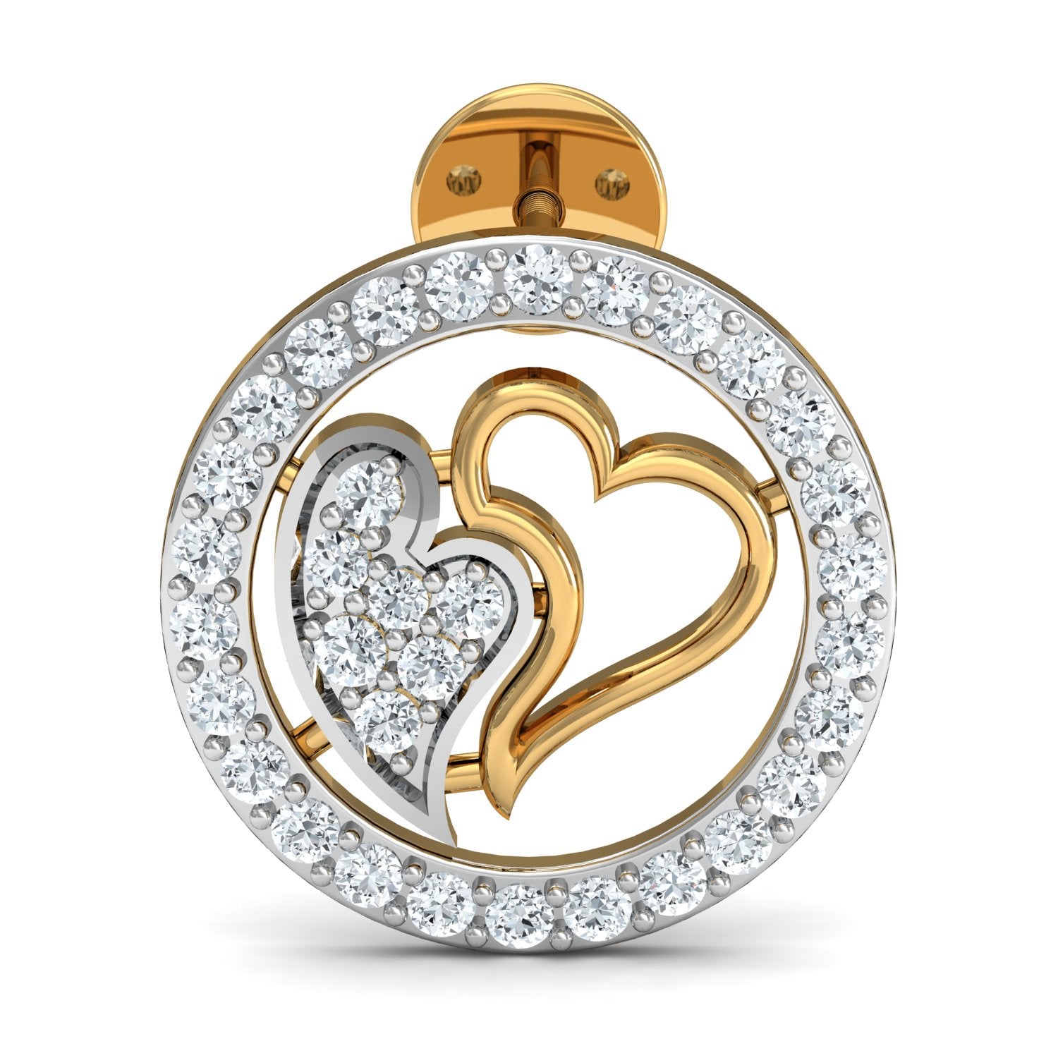 Nidal Jewels | Dual Hearts Gold and Diamond Pendant Set