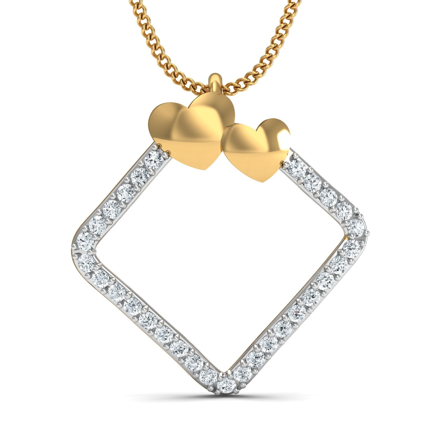 Nidal Jewels | Hearts in a Frame Gold and Diamond Pendant Set - Nidal Jewels