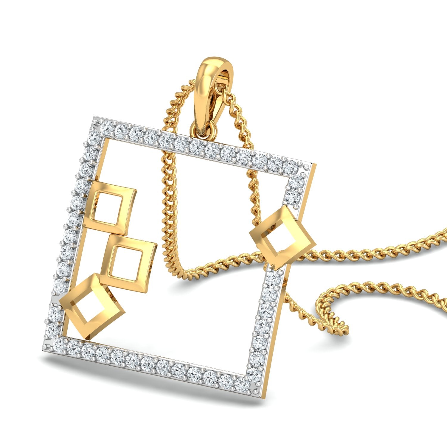 Nidal Jewels | Cosmic Cube Gold and Diamond Pendant Set - Nidal Jewels