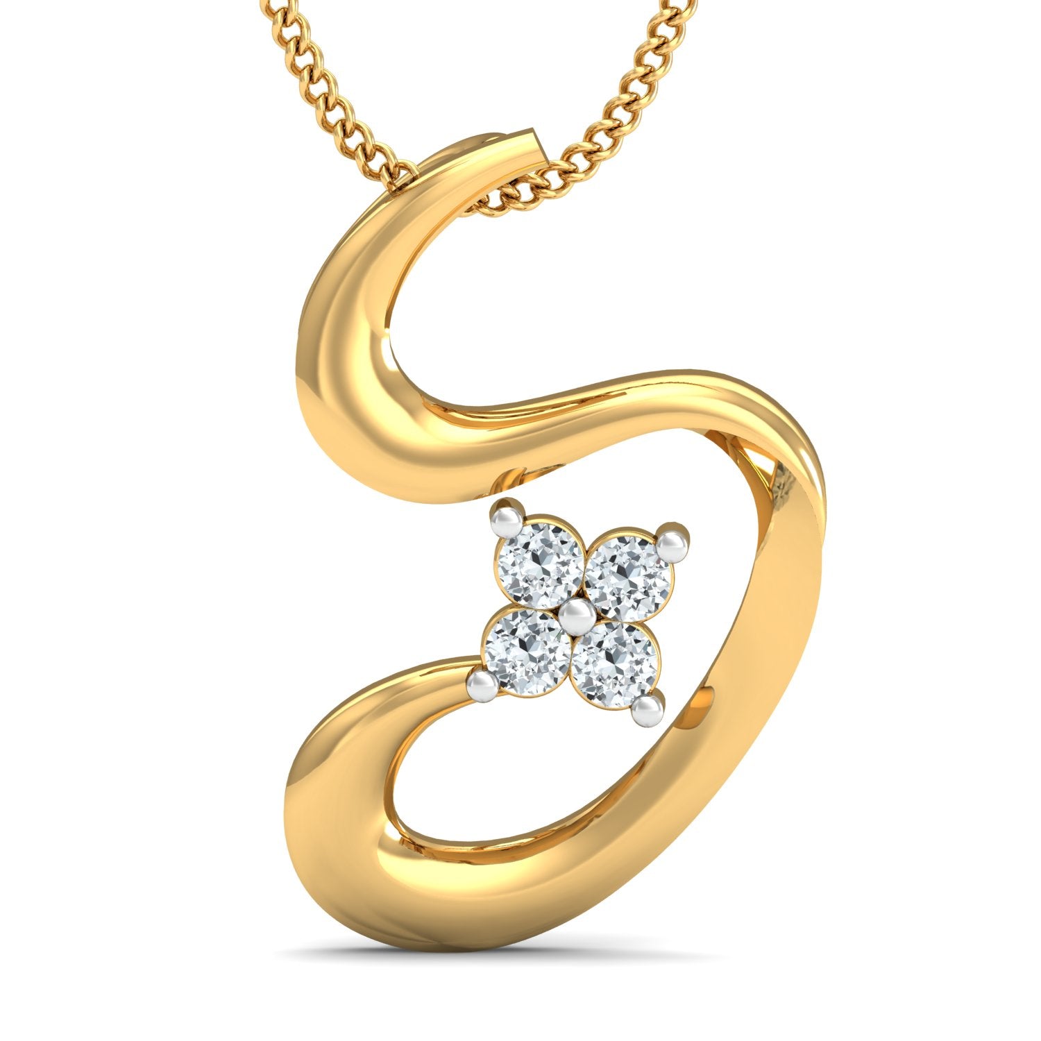 Nidal Jewels | Swirls Gold and Diamond Pendant Set