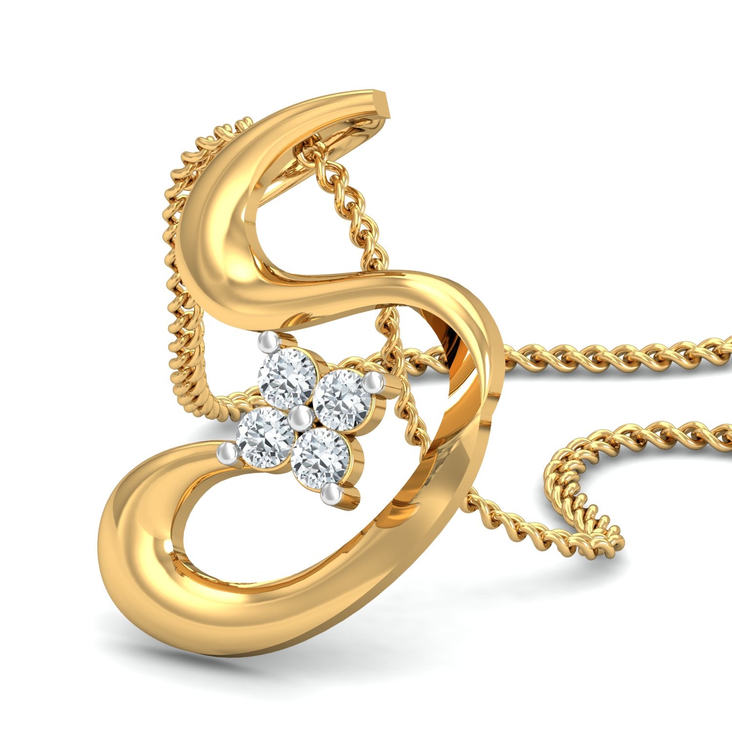 Nidal Jewels | Swirls Gold and Diamond Pendant Set