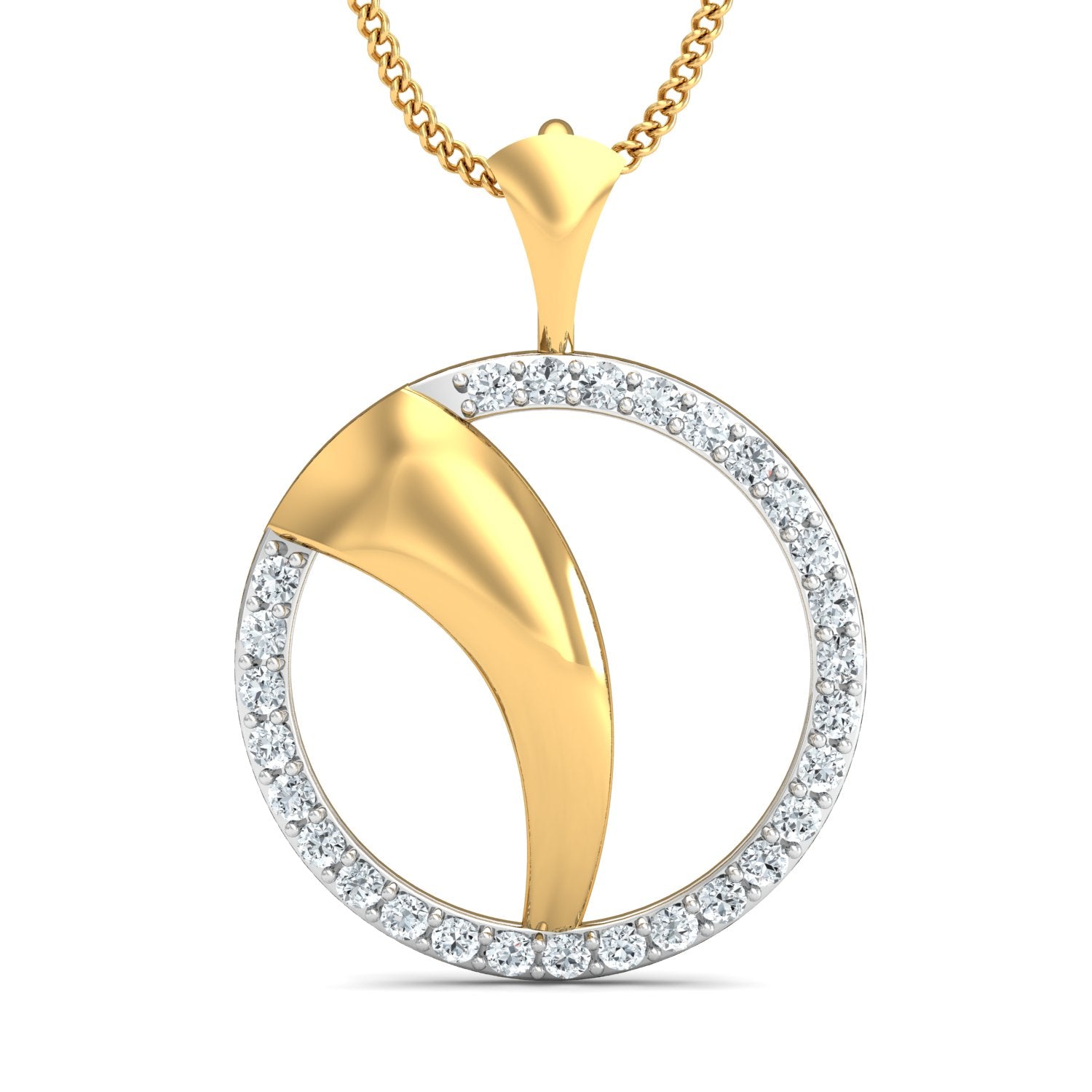 Nidal Jewels | Crescent Charm Gold and Diamond Pendant Set