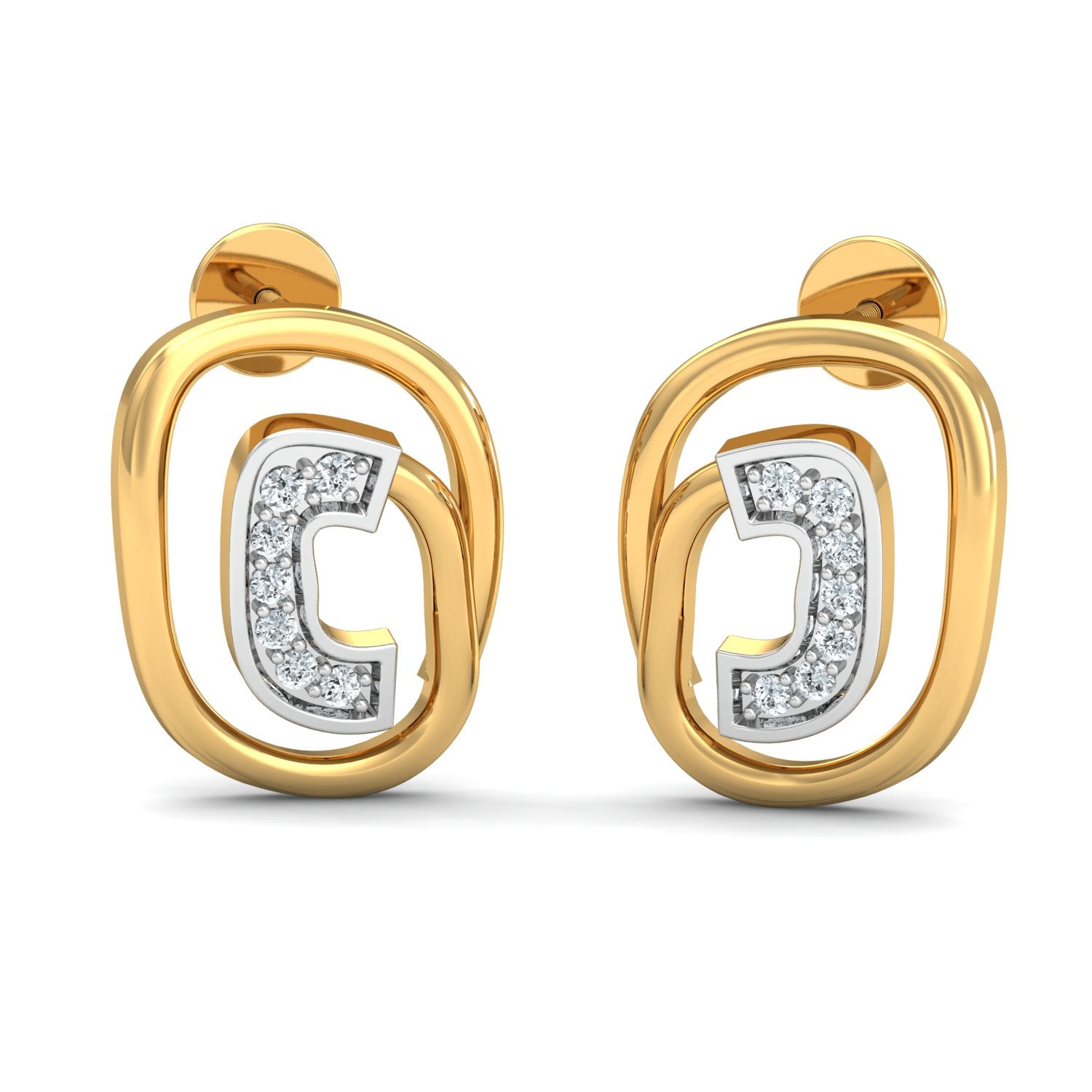 Nidal Jewels | Curved Charm Gold and Diamond Pendant Set