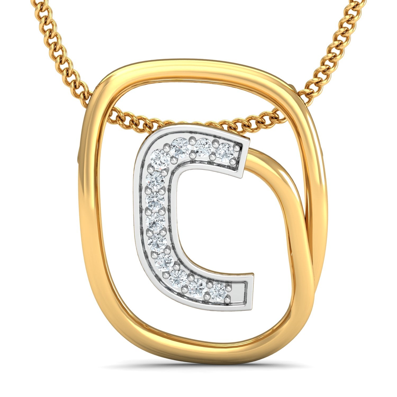 Nidal Jewels | Curved Charm Gold and Diamond Pendant Set