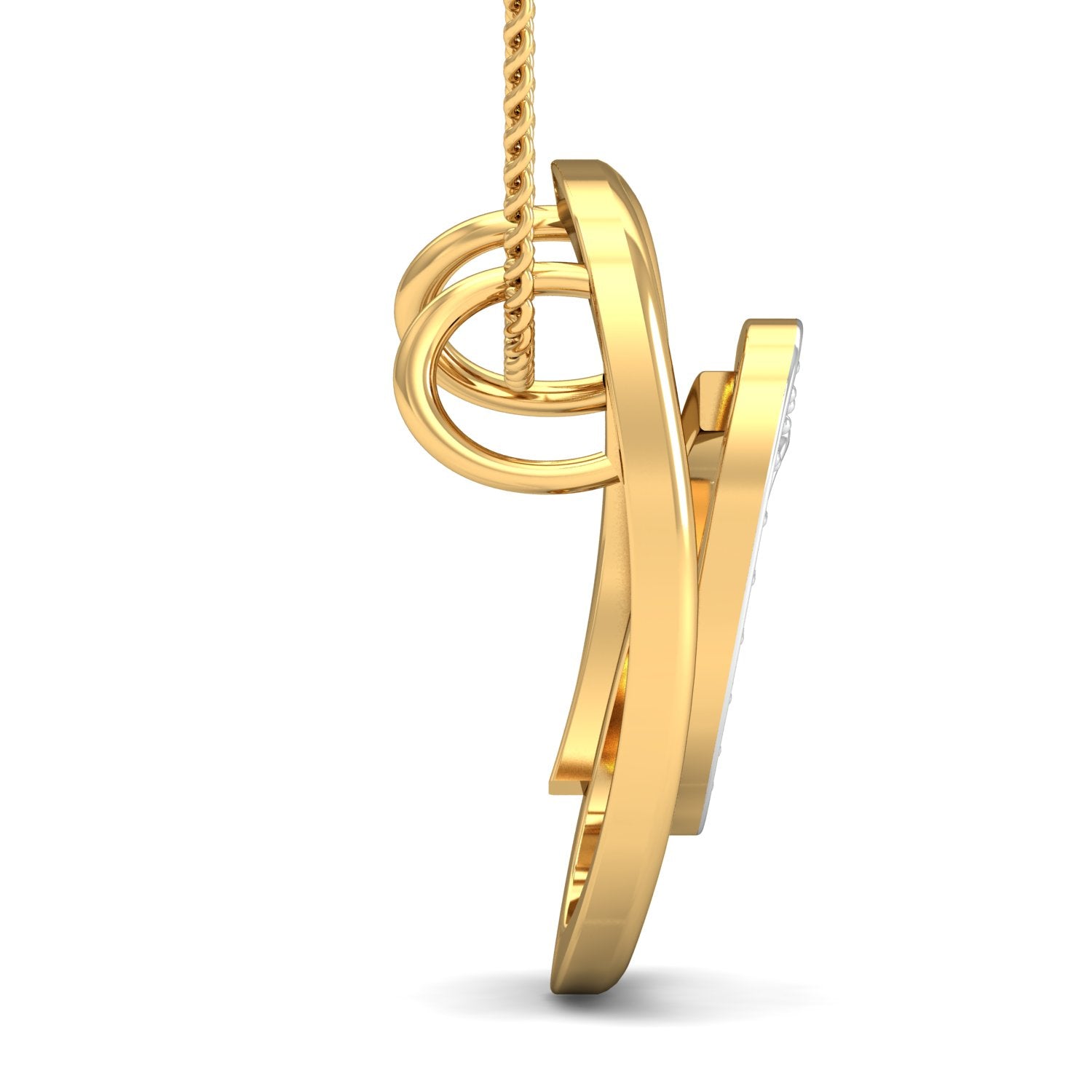 Nidal Jewels | Curved Charm Gold and Diamond Pendant Set