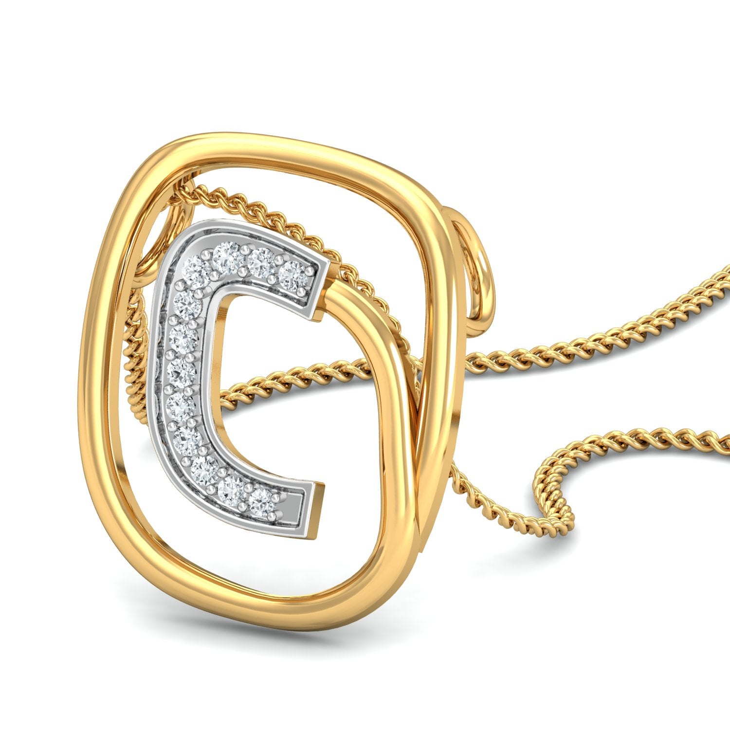 Nidal Jewels | Curved Charm Gold and Diamond Pendant Set