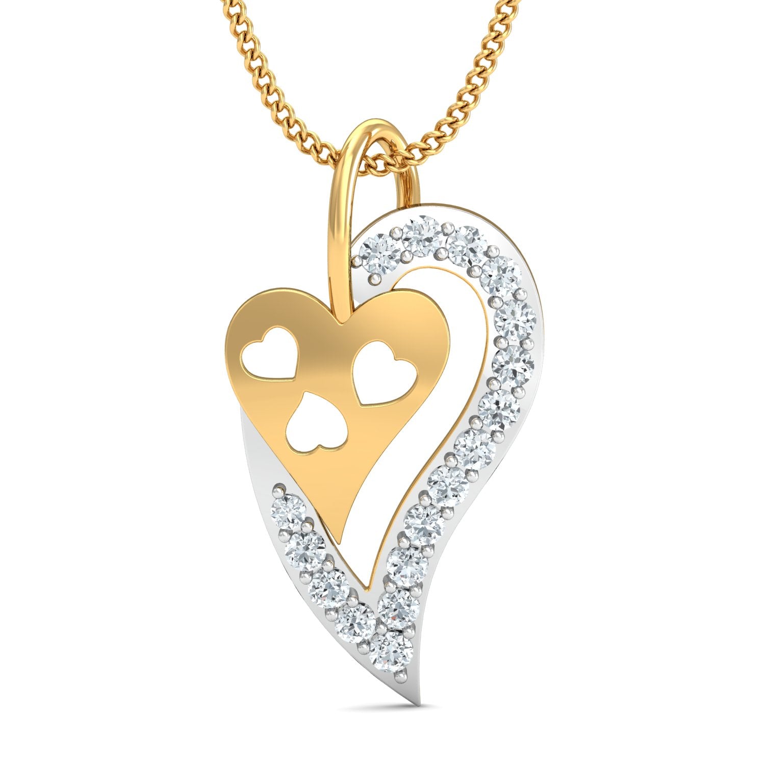 Nidal Jewels | Nested Hearts Gold and Diamond Pendant Set