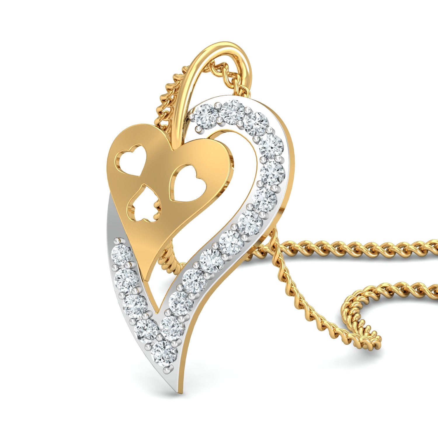Nidal Jewels | Nested Hearts Gold and Diamond Pendant Set