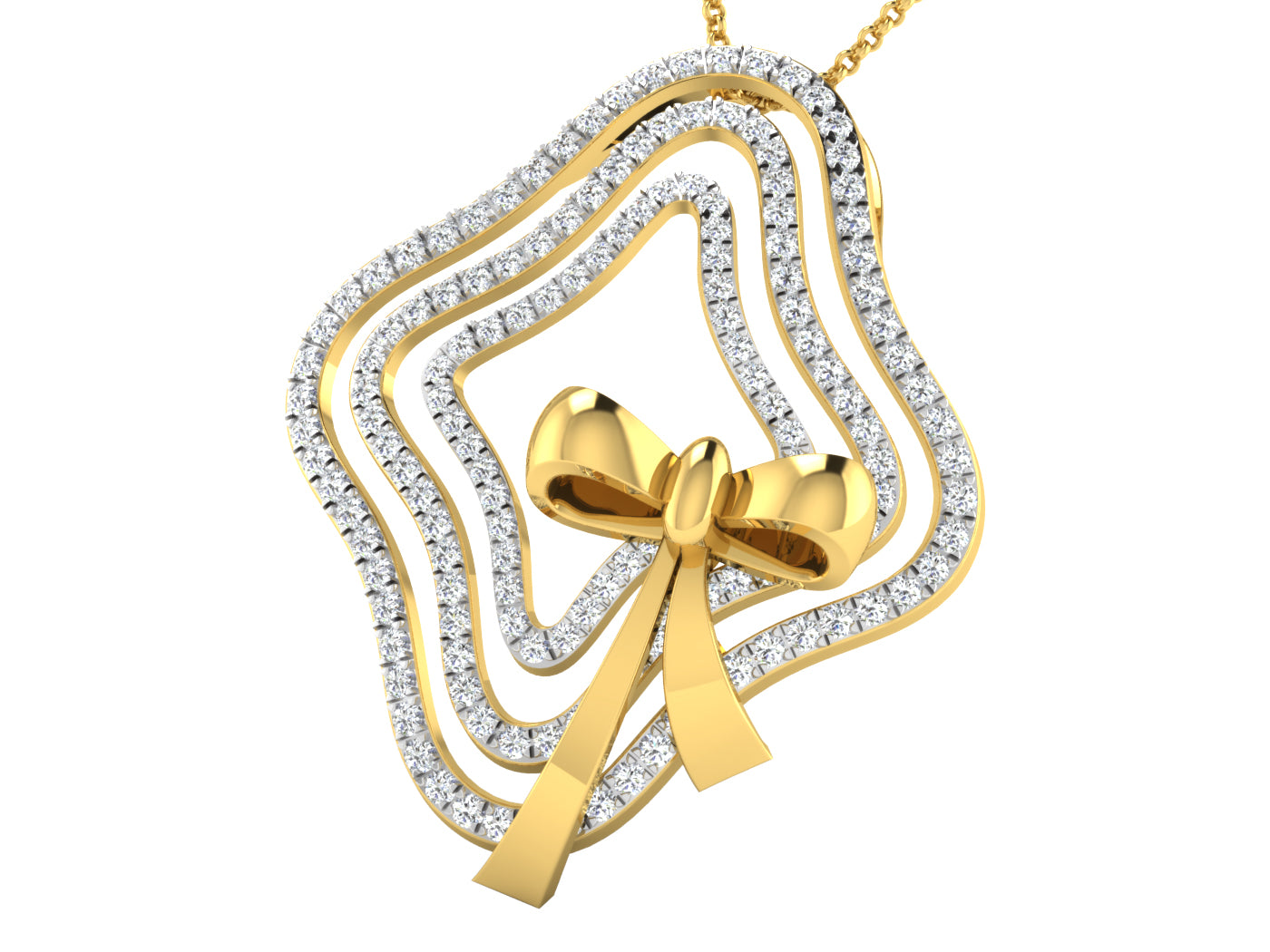 Nidal Jewels | Glimpse Bow Gold and Diamond Pendant Set - Nidal Jewels